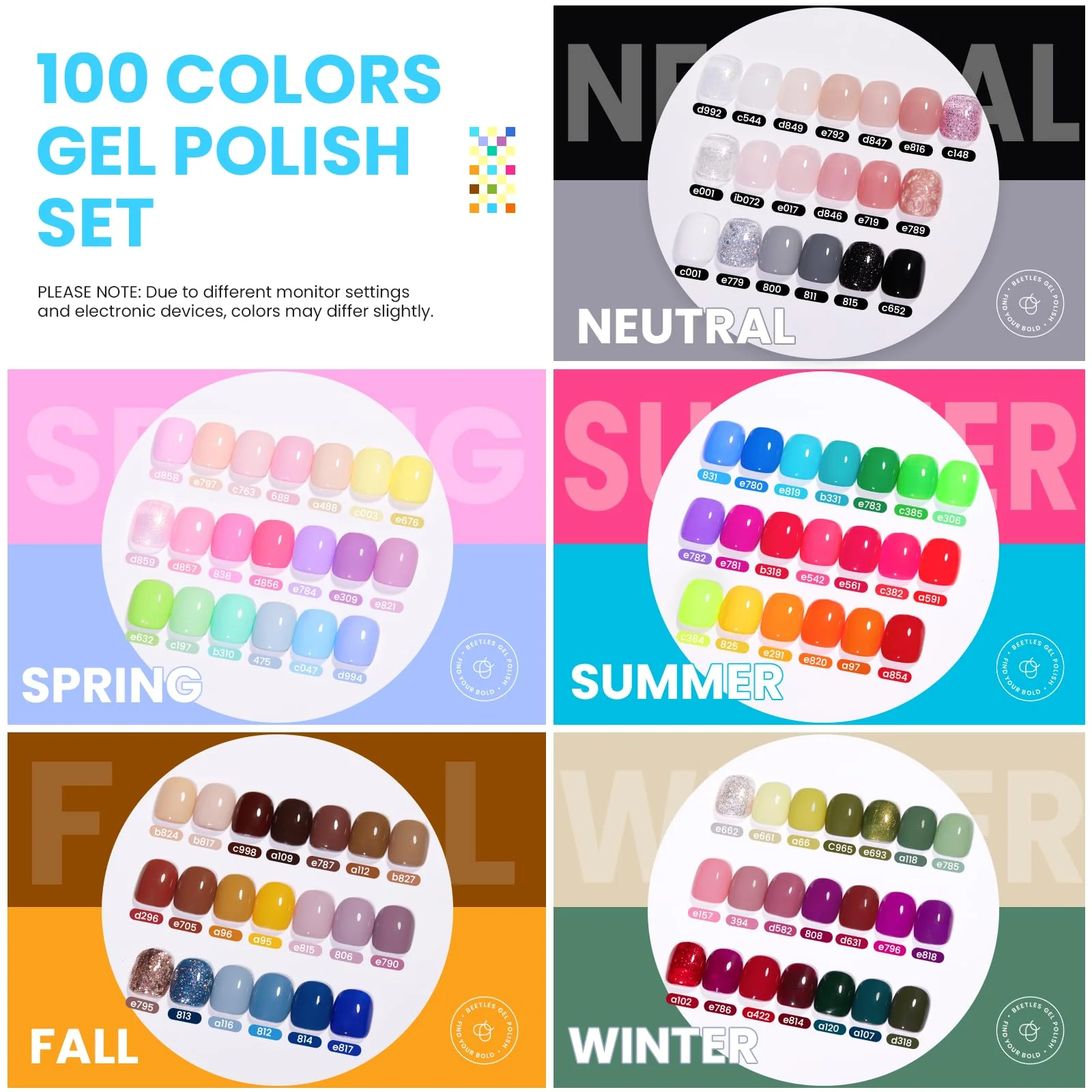 (Extra Free $20 Gift)  100 Colors Nails 110 PCS Perfect Gift Gel Polish Set for All Season - Image 3