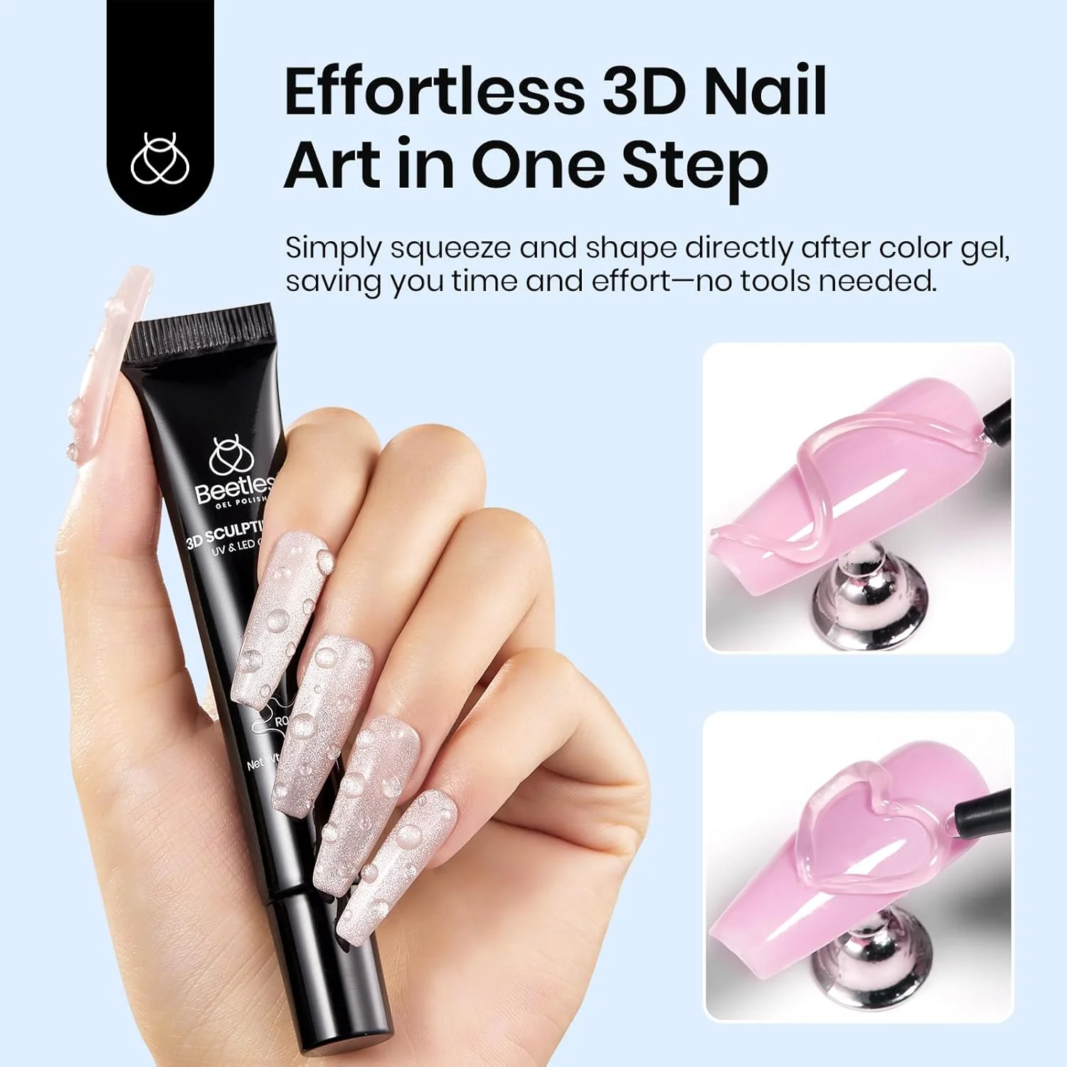 Beetles 3-in-1 Clear 3D Sculpting Gel for Nails Art - 15g - Image 3