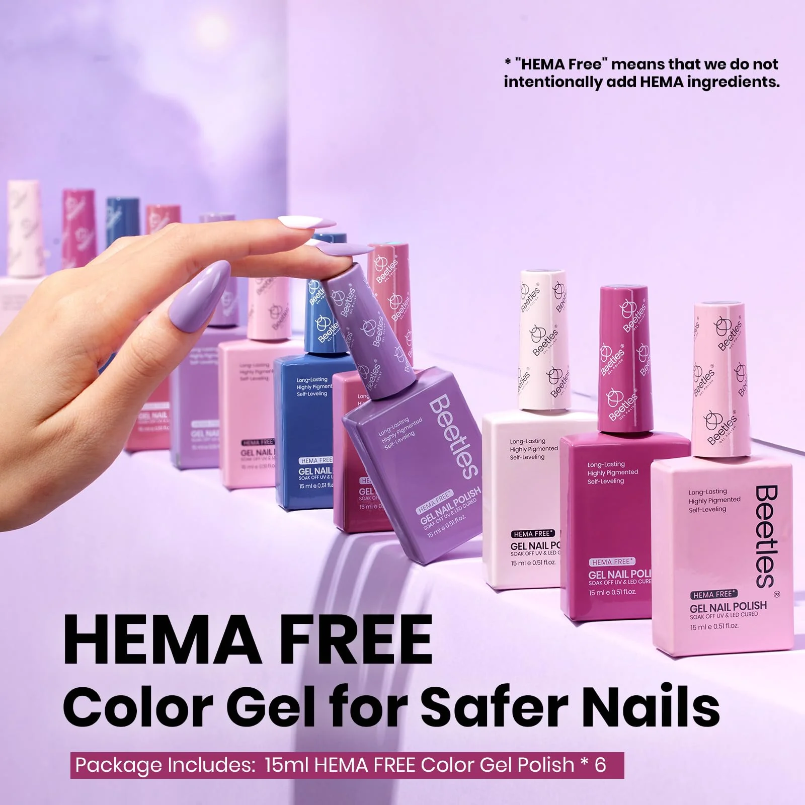 Serene Afternoon Spring Nails   - Hema Free Colorful Bottle 6 Color Each 15ml Gel Polish - Image 2