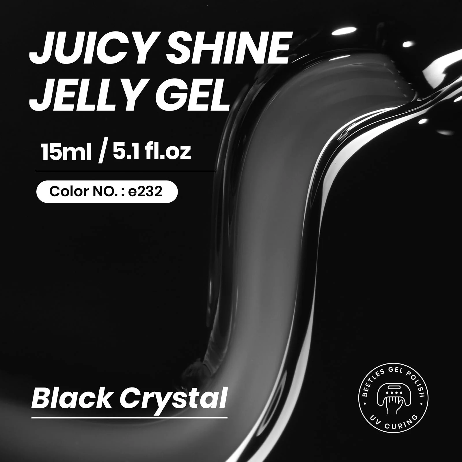 15ML Black Crystal Nails Jelly Sheer Gel Nail Polish - Image 2