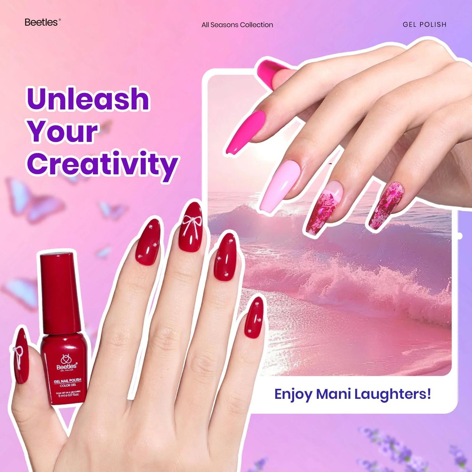 Beetles Gel Nail Starter Kit  Prime Notes Color Summer Nails Diary 25 Colors With All-in-One Mani Set UV Light - Image 4