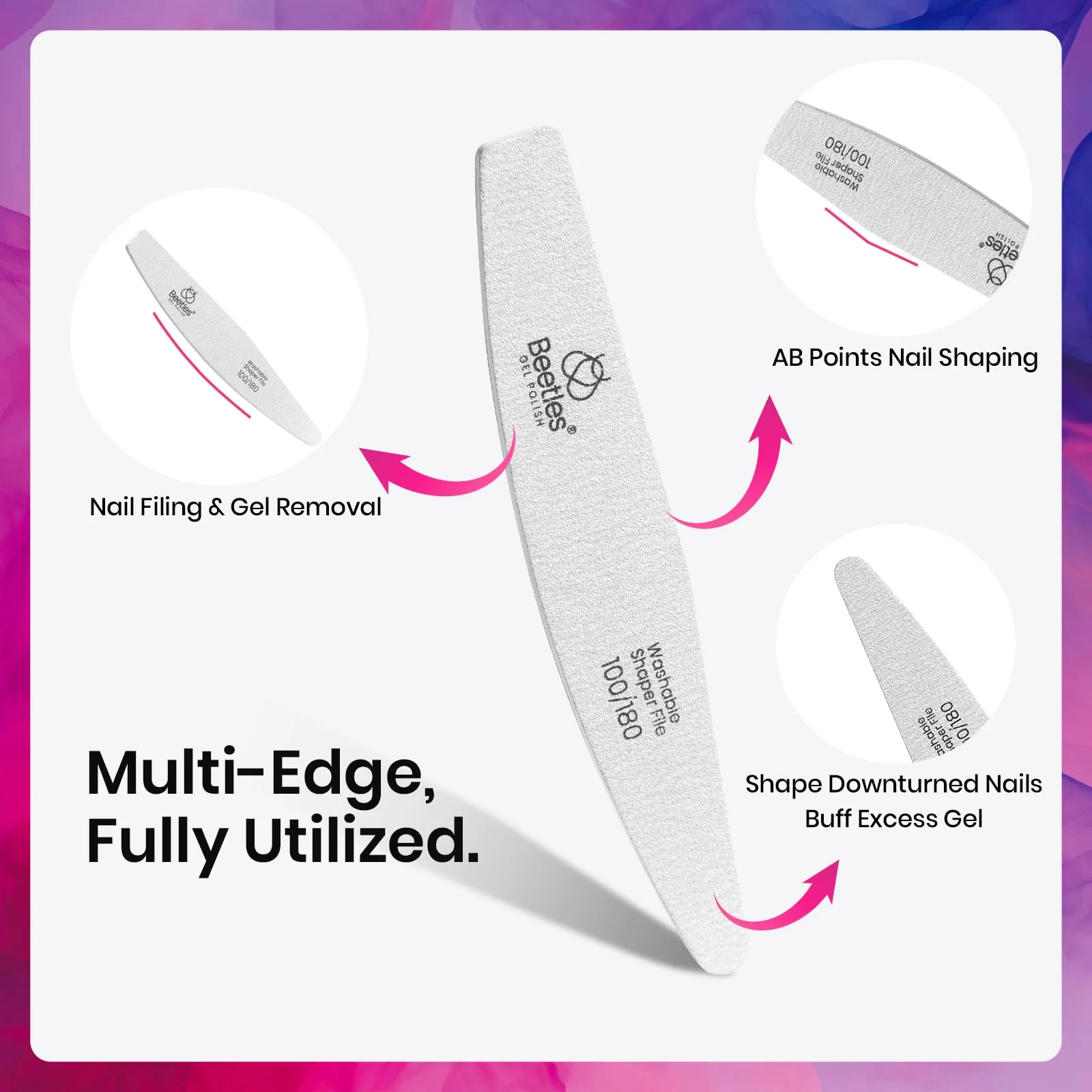 Professional -Grade 3 Pcs Nail Files and Buffers 100/180/240 Grit Finger Grit Acrylic - Image 4