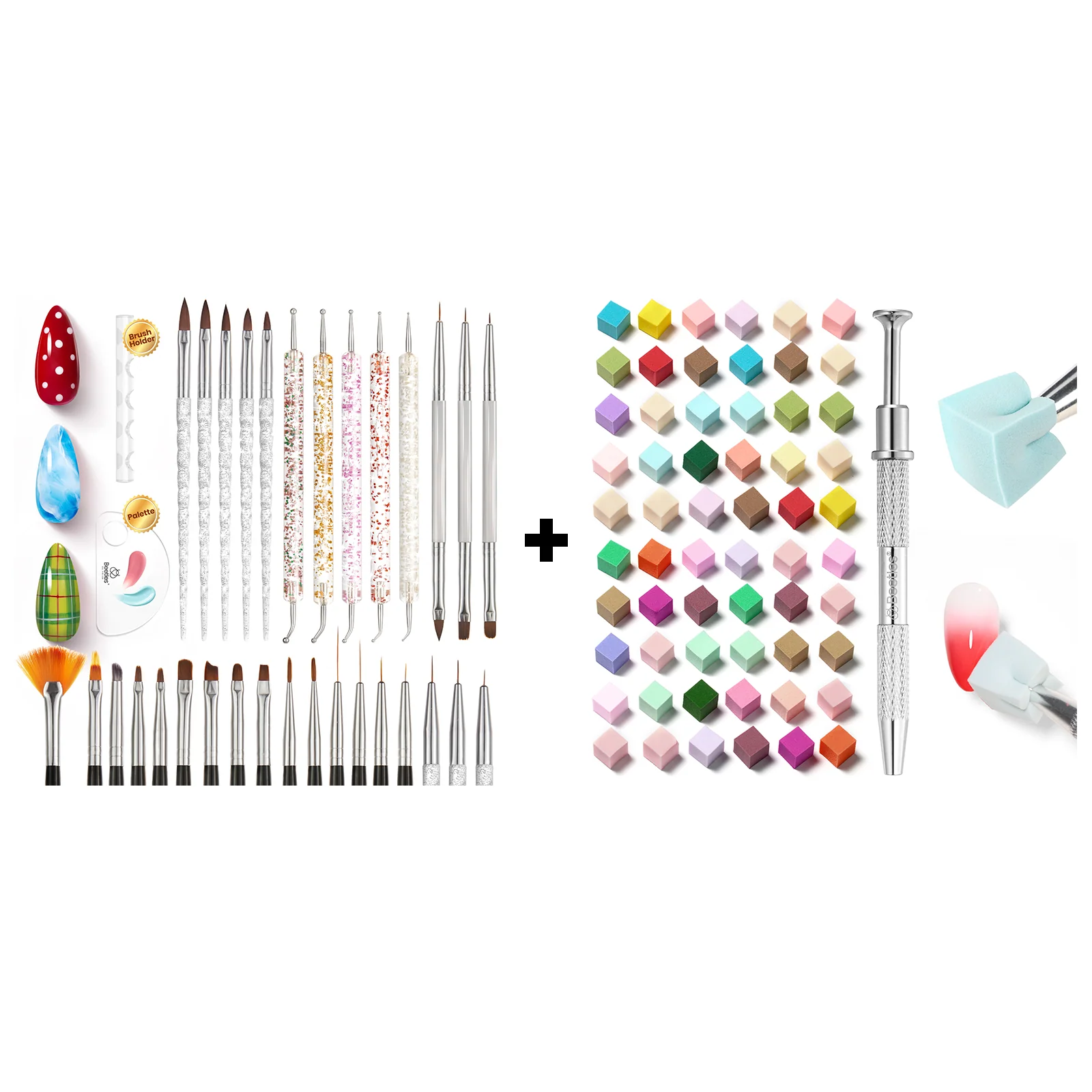 31pcs Nail Art Brush All-in-One Kit And 88pcs Soft Nail Sponges