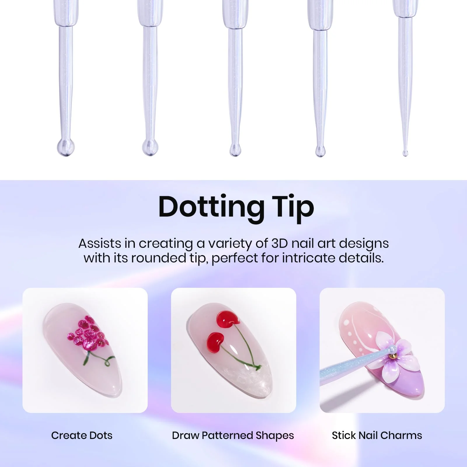5Pcs Silicone Dual-Head Nail Art Tools Brushes Set - Image 5