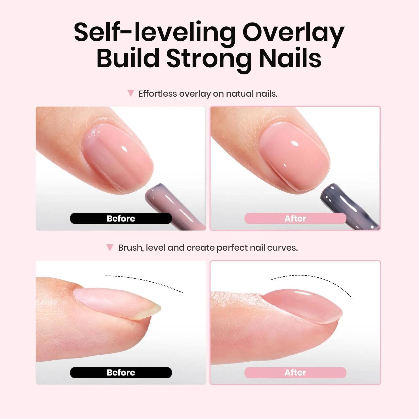 7.5ml Each 6pcs Colors Gel Nails Sheer Bliss Rubber Base Builder Nail Gel Set - Image 4