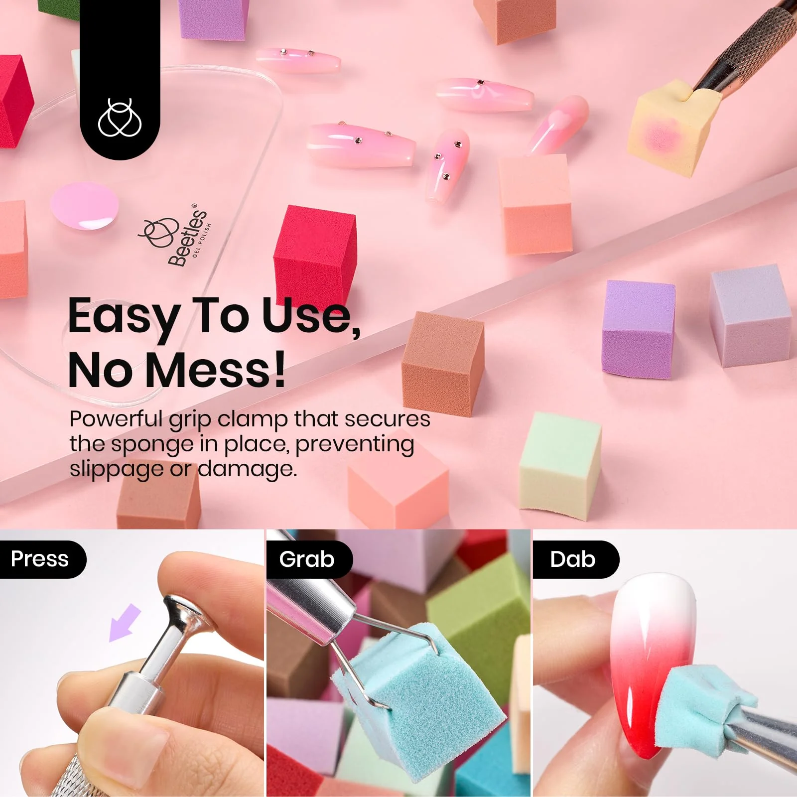 Beetles 88pcs Soft Nail Sponges for Ombre Gradient with Grabbing Pen Tool - Image 6