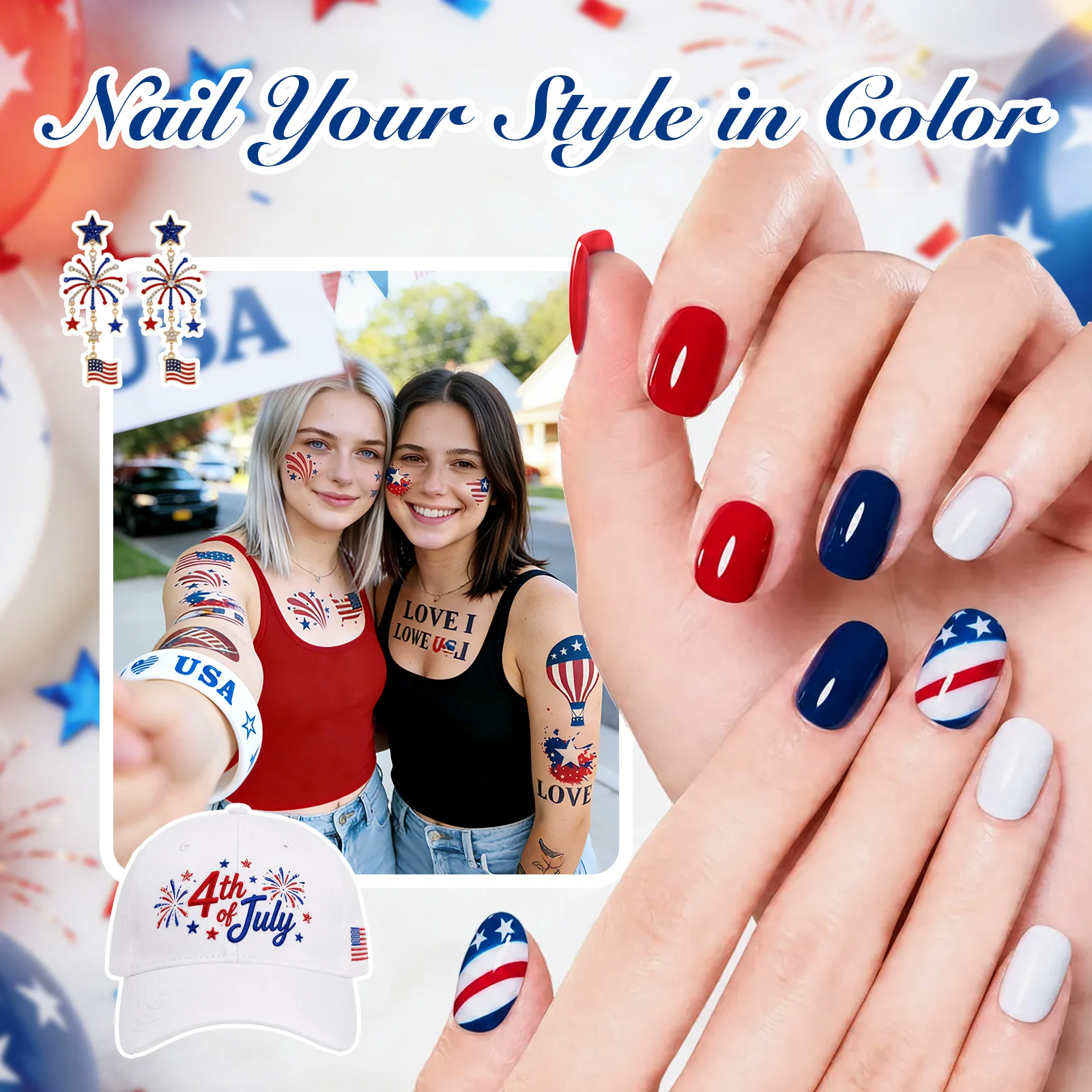Air Dry Nail Polish| 6 Colors Gel Nail Polish Classic Red White Blue - Image 3