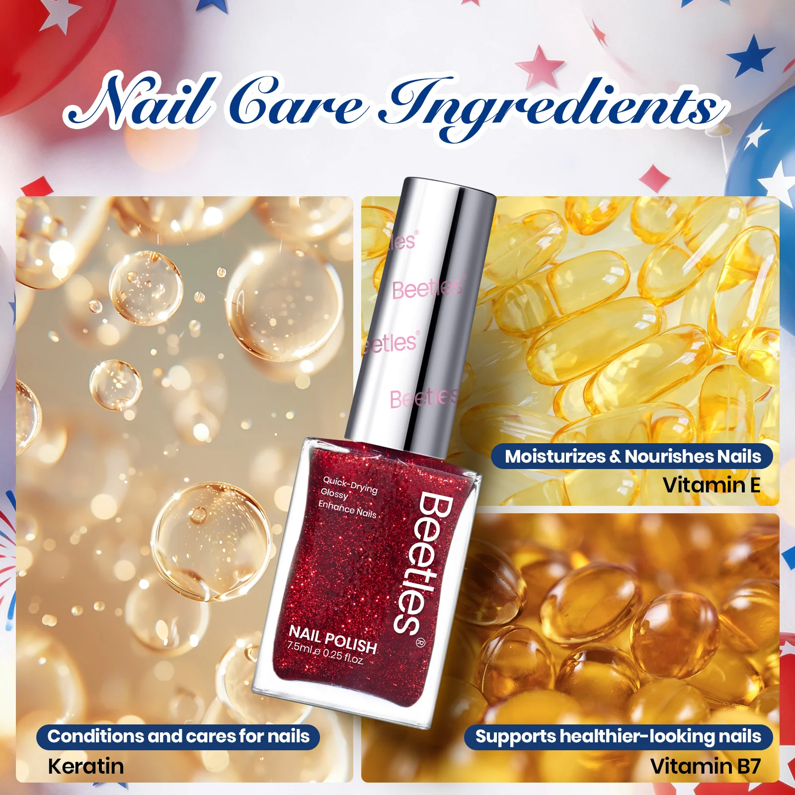 Air Dry Nail Polish| 6 Colors Gel Nail Polish Classic Red White Blue - Image 8