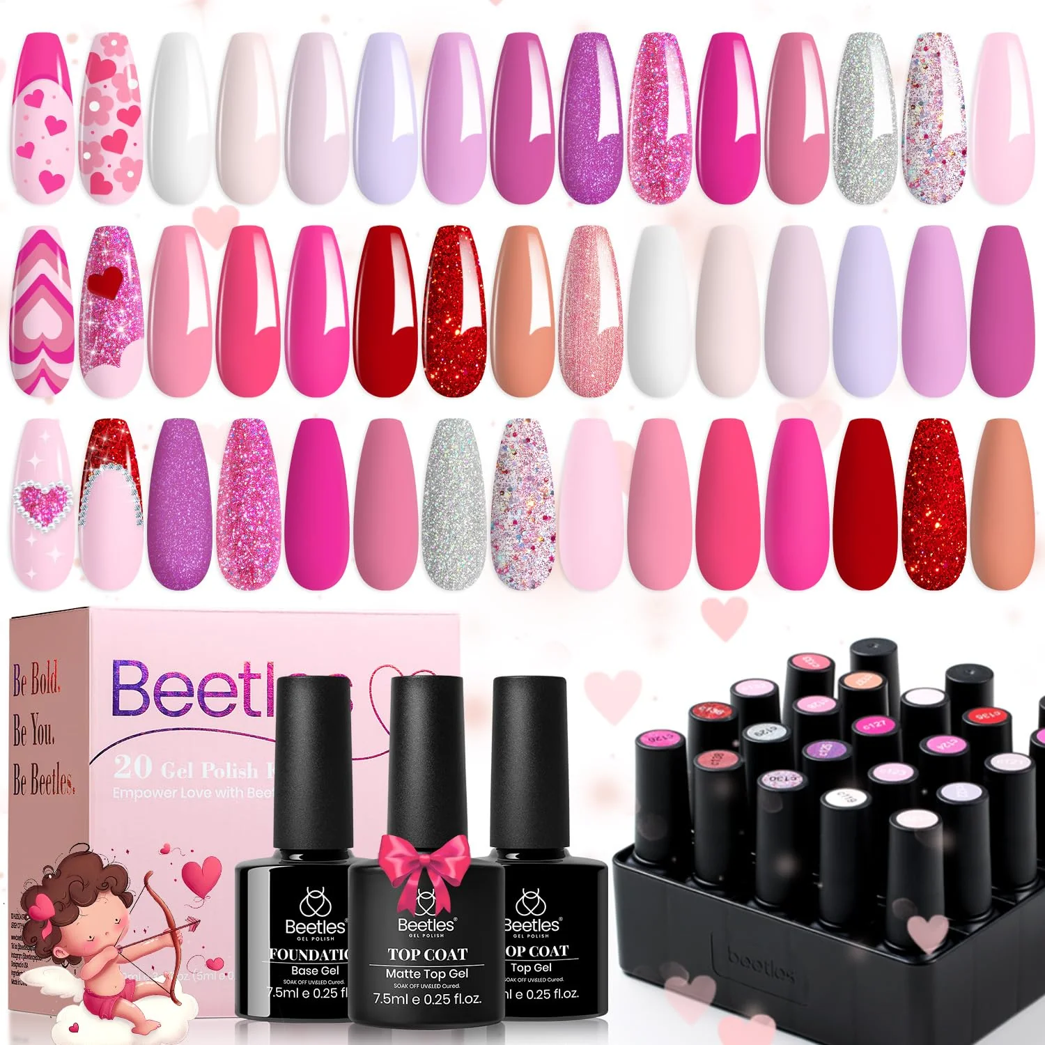 Alluring Sweetie-20 Gel Colors Set Nails with Top and Base Coat (5ml/Each) - Image 8