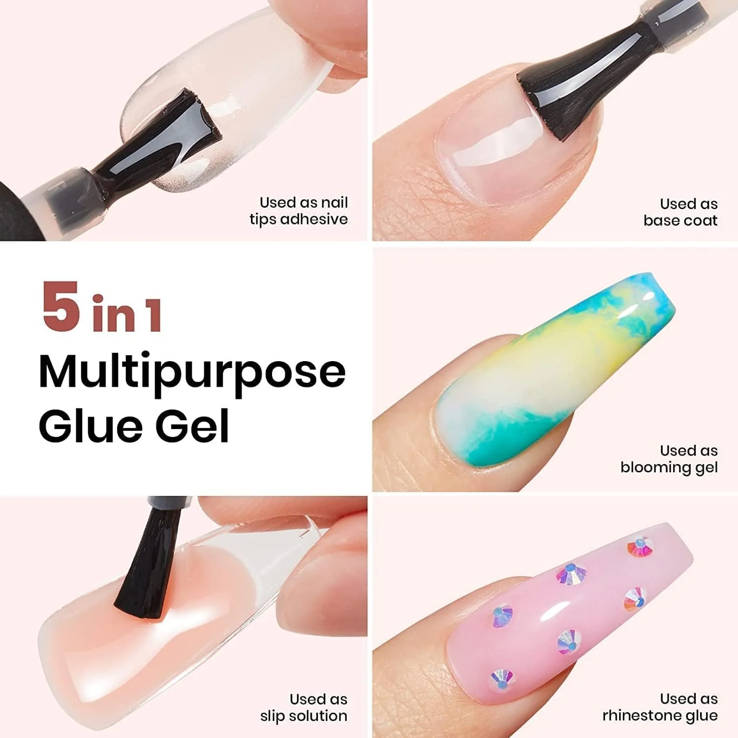 Base Top Coat Nail Glue Set-3Pcs-15ML Each - Image 2