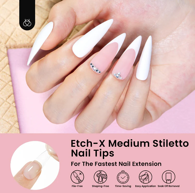 Beetles 12 Sizes Gel Nail Tips  Medium Stiletto  Gel Nail Tips 288Pcs - Image 3