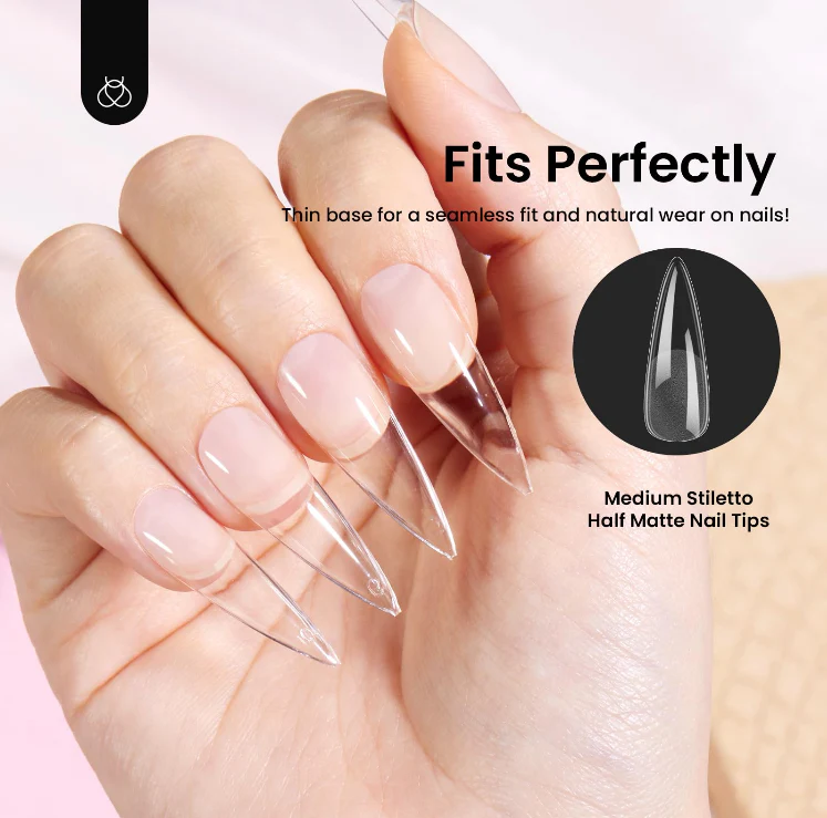 Beetles 12 Sizes Gel Nail Tips  Medium Stiletto  Gel Nail Tips 288Pcs - Image 7