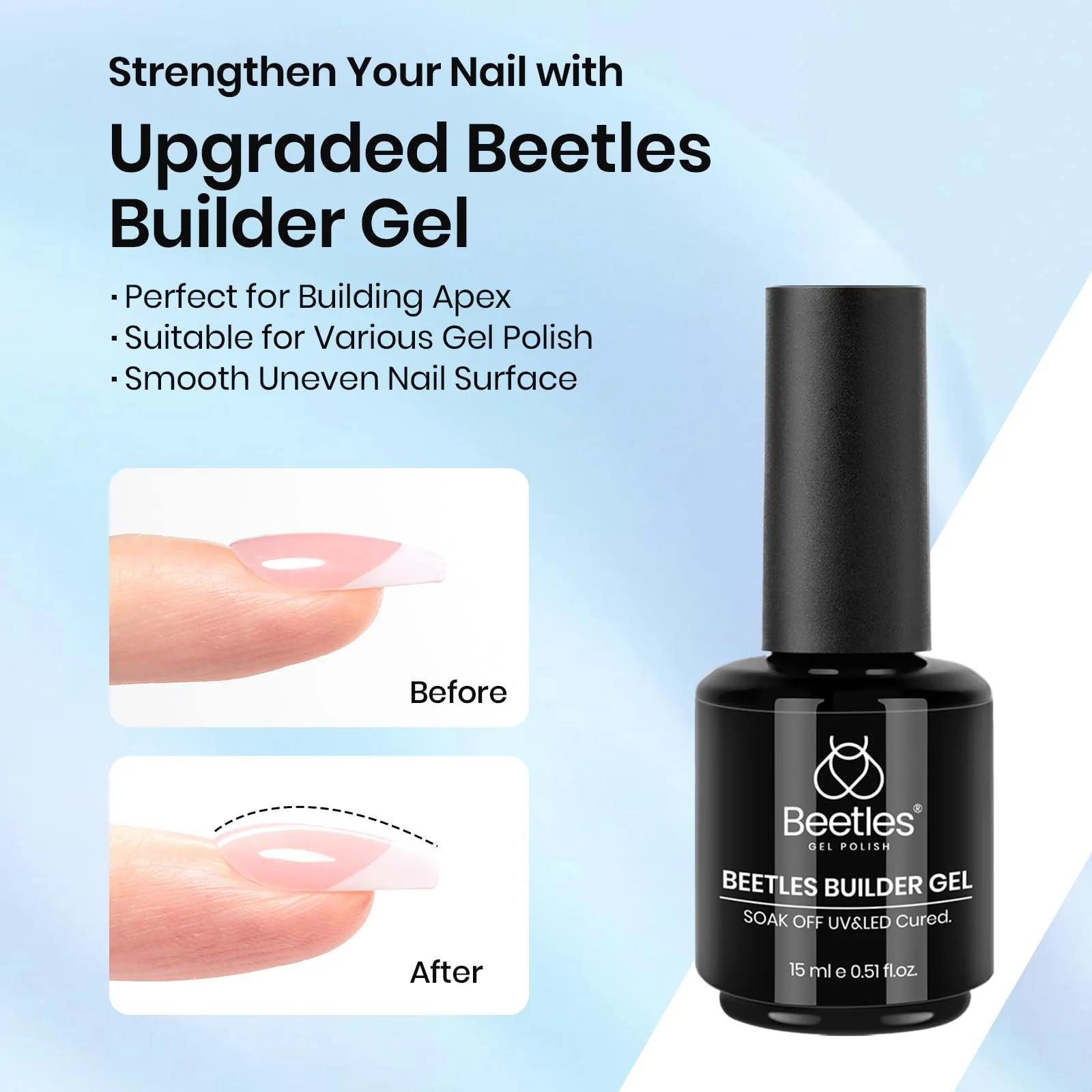Beetles 15ml Clear Builder Gel & Glossy Top Coat - Image 2