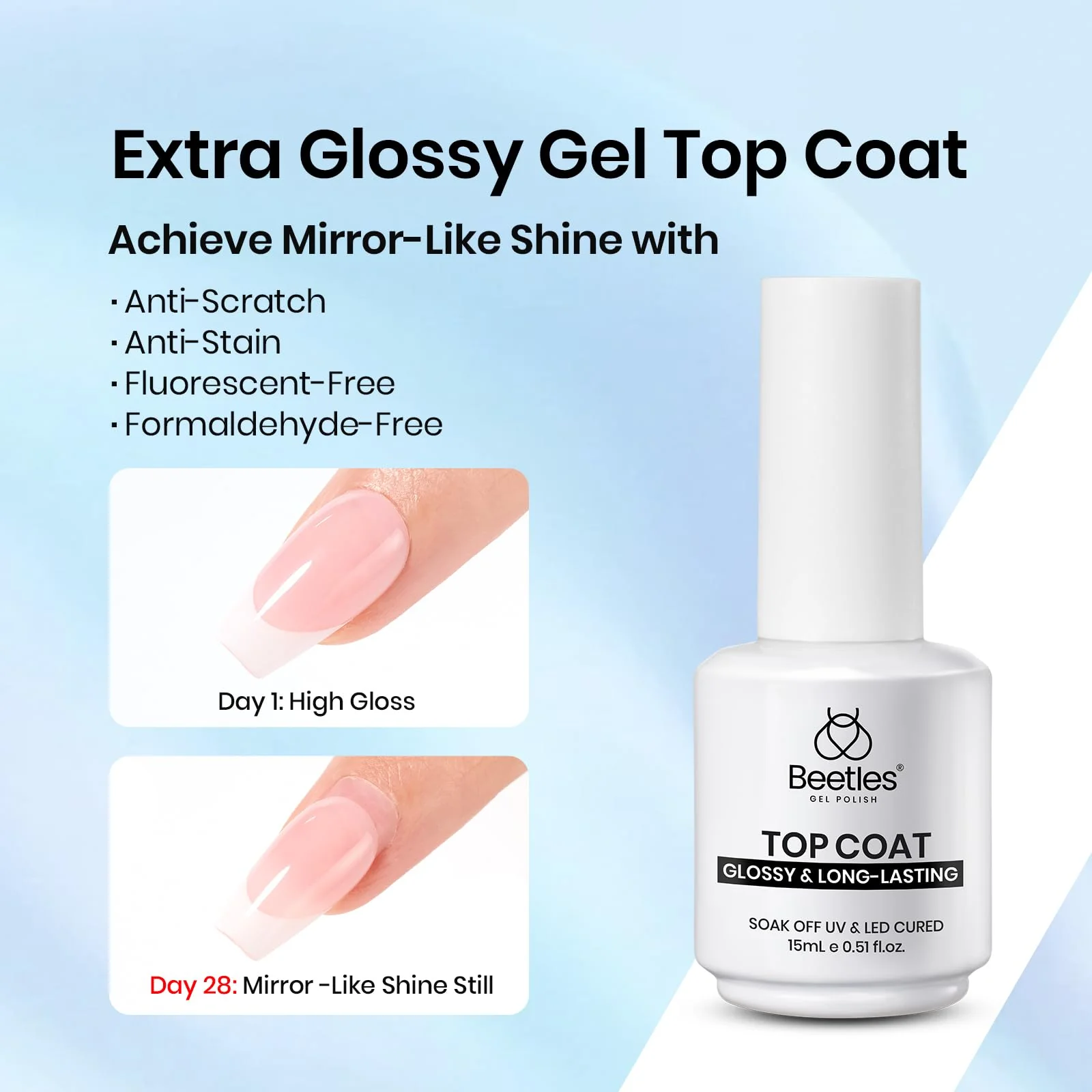 Beetles 15ml Clear Builder Gel & Glossy Top Coat - Image 3