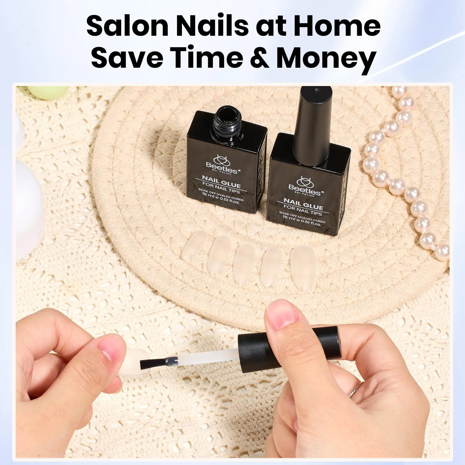 Beetles 2Pcs 15ml Gel Nail Glue for Acrylic Nail Tips Clear Self-Leveling Nail Extension Gel - Image 7