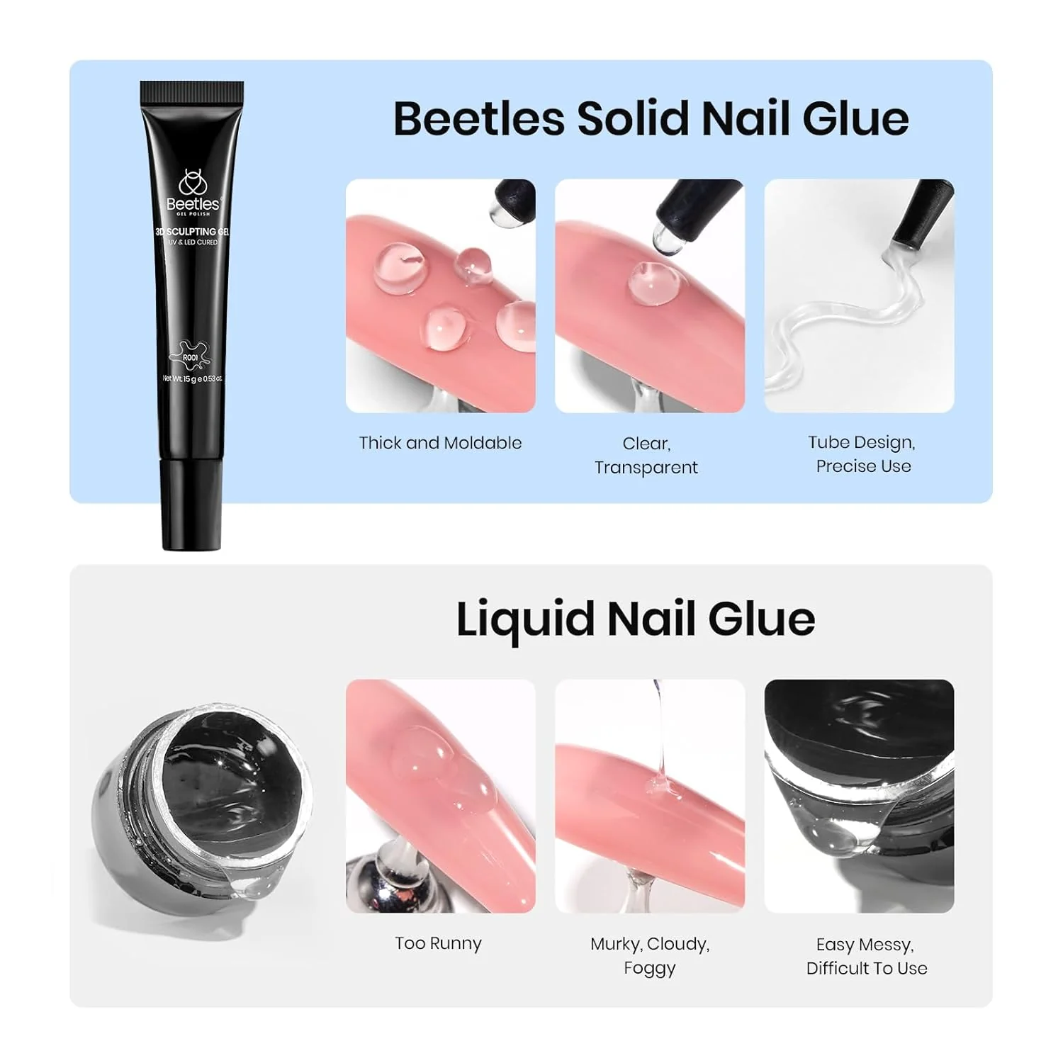 Beetles 3-in-1 Clear 3D Sculpting Gel for Nails Art - 15g - Image 6