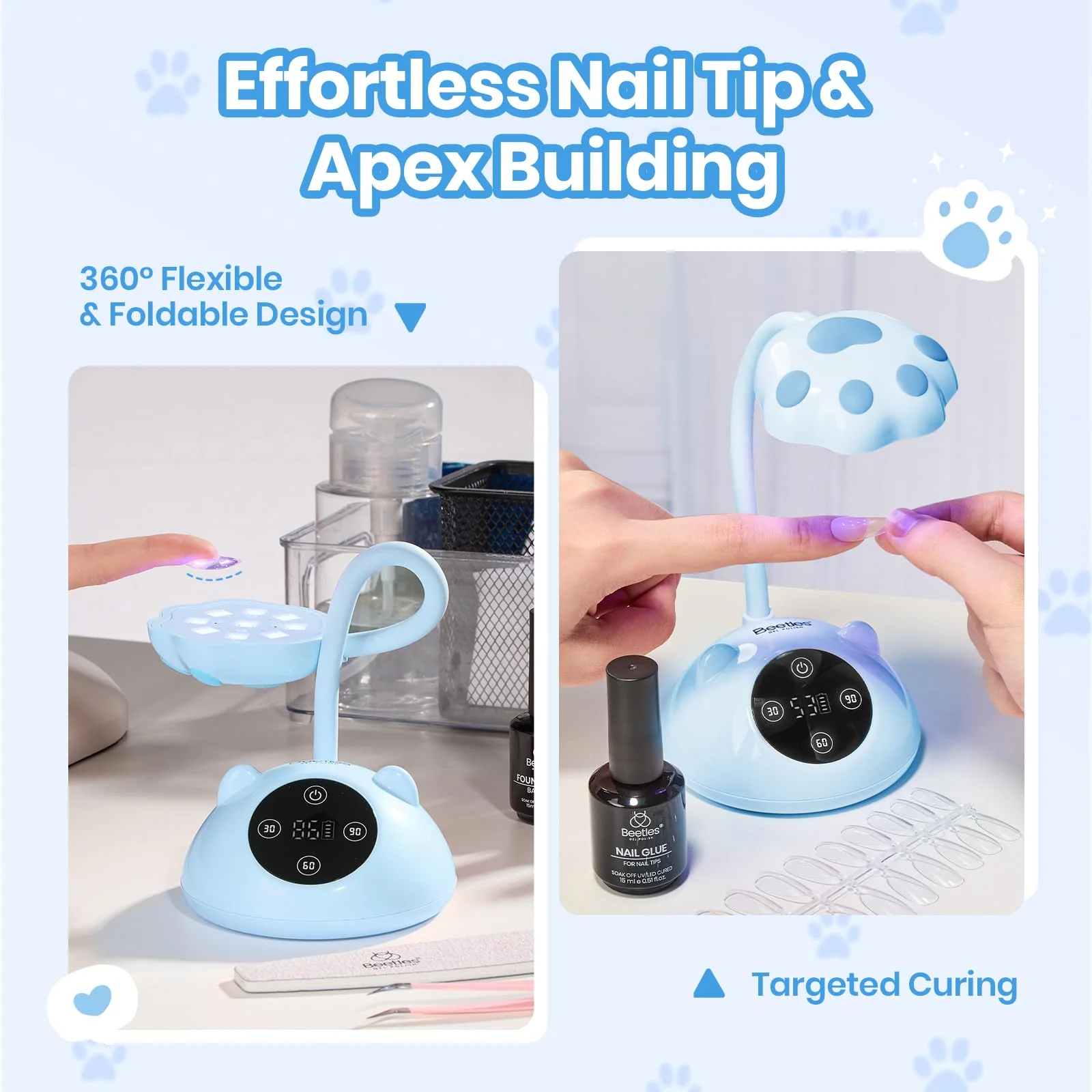 Beetles 360° Flexible Gooseneck UV Nail Lamp Blue Color - Image 2
