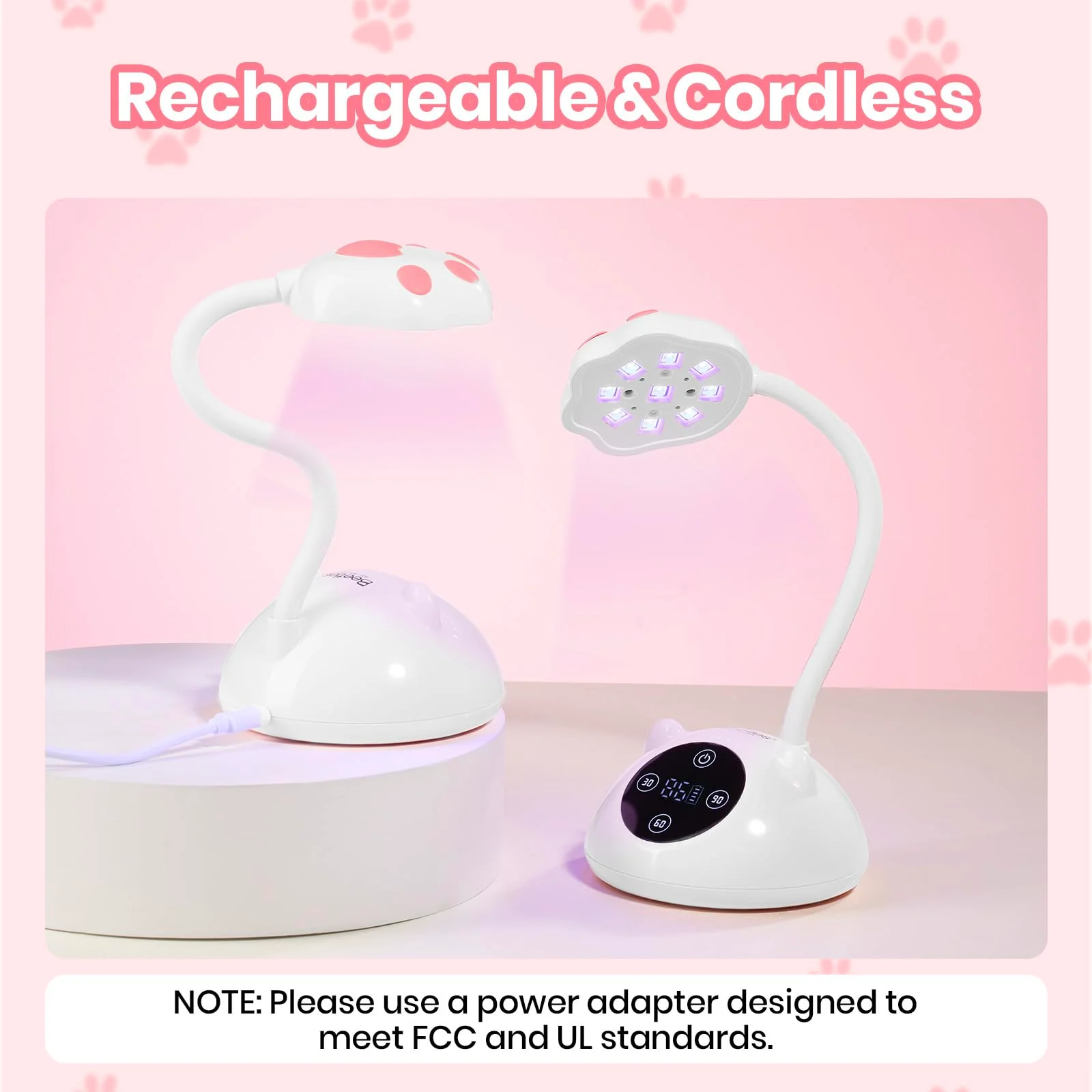 Beetles 360° Flexible Gooseneck UV Nail Lamp White Color - Image 6