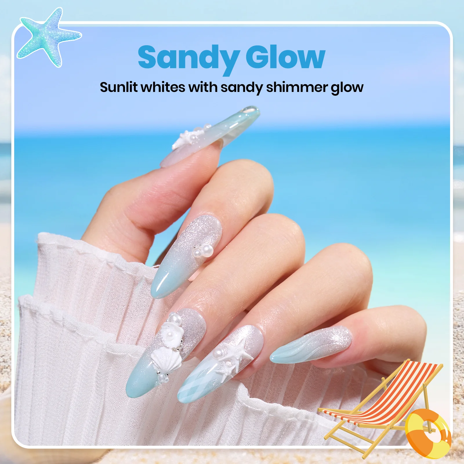 Beetles 3D Gel Nail Art with 3D Mold-2 Pcs Sandy Glow Clear and White Solid Builder Gels for Summer Nails Non-Sticky Sculpting with Dual-Ended Sculpture Pen UV LED Lamp Needed - Image 4