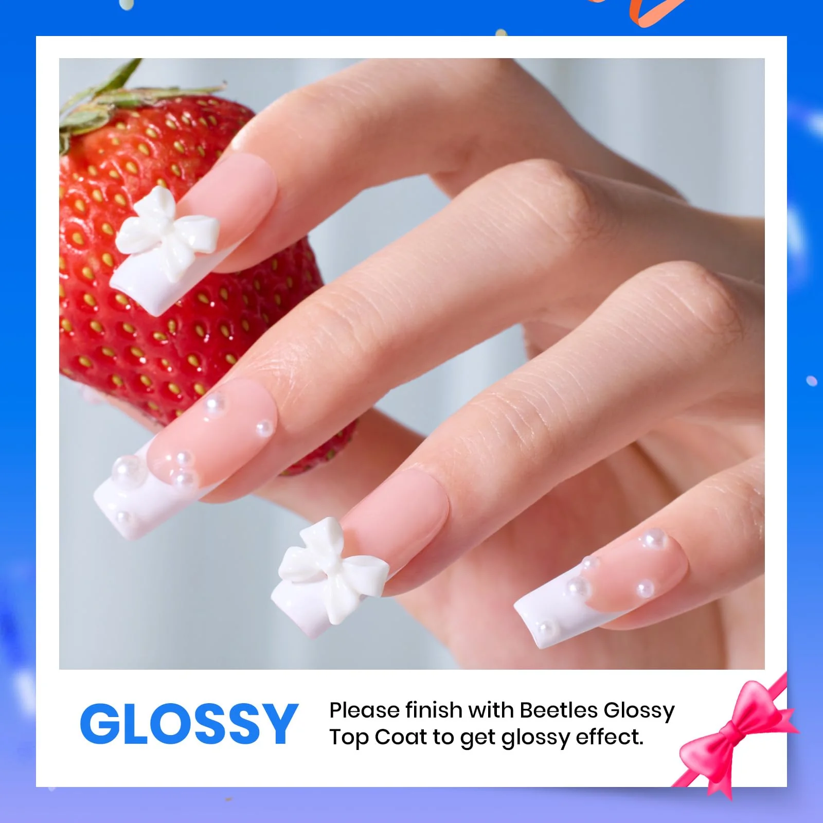 Beetles 3Pcs 15ml White Gel Nail Polish and No Wipe Gel Top Coat & Base Coat Set - Image 5