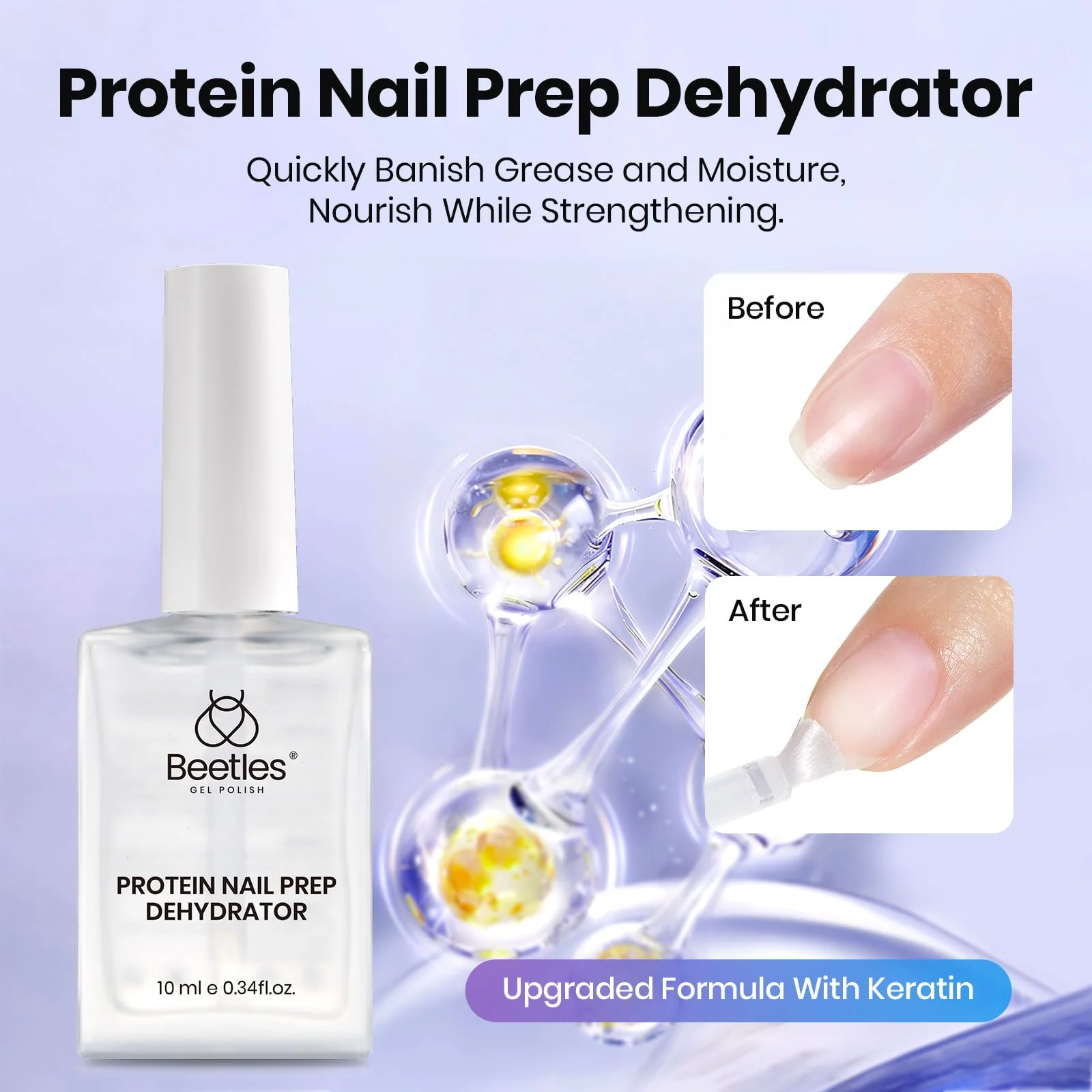 Beetles 4 Pcs Triple-Free Formula Protein Nail Prep Dehydrator & Primer Set Gel Top Coat and Base Coat - Image 3