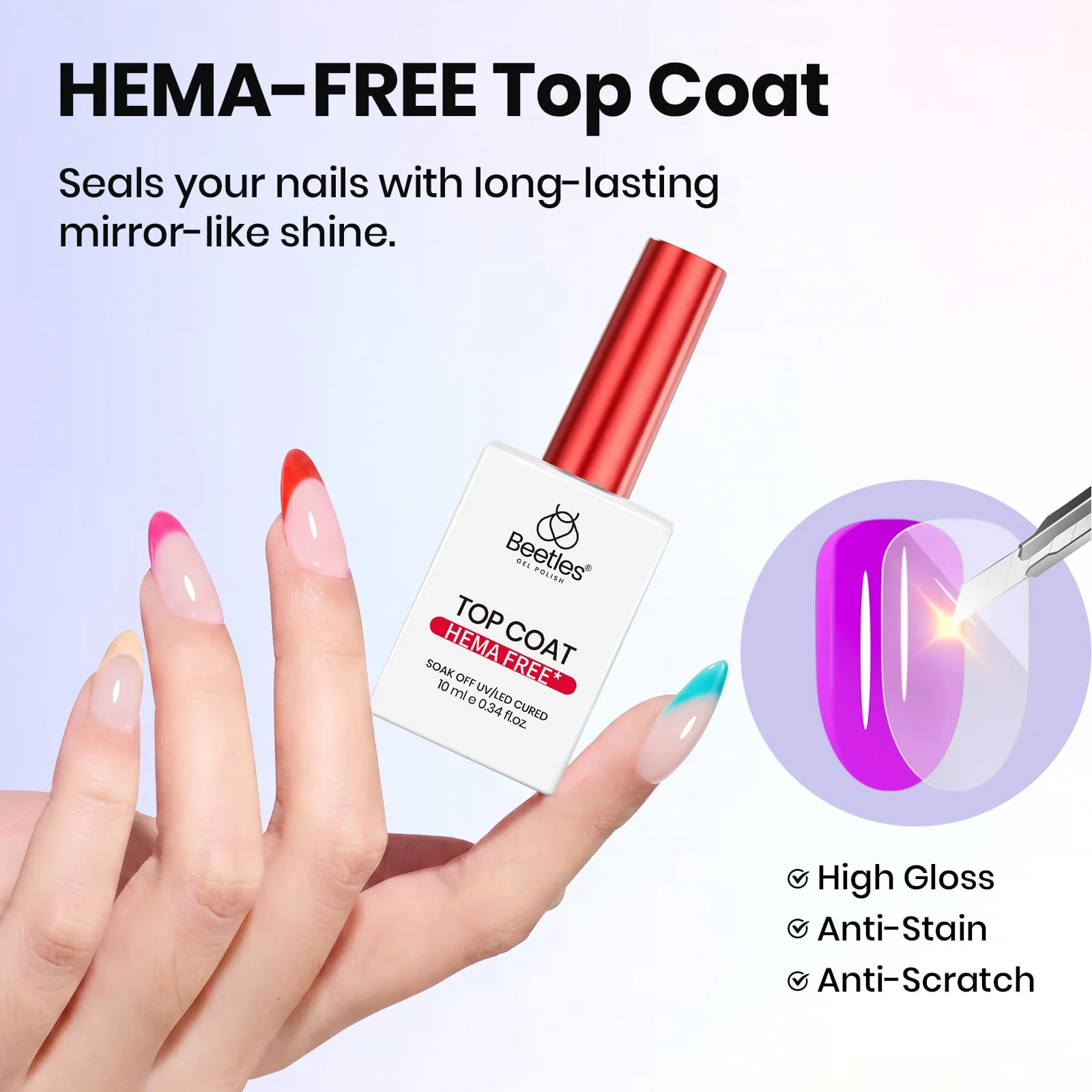 Beetles 4 Pcs Triple-Free Formula Protein Nail Prep Dehydrator & Primer Set Gel Top Coat and Base Coat - Image 6