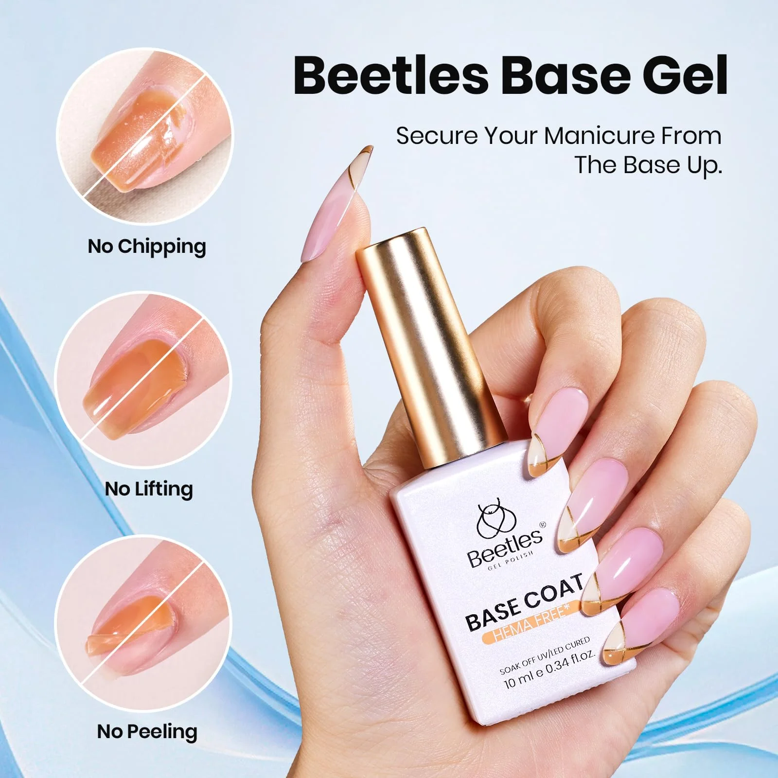 Beetles 6 Pcs Hema-Free Protein Nail Prep Dehydrator & Primer with Matte and Glitter Gel Top Coat and Base Set - Image 4