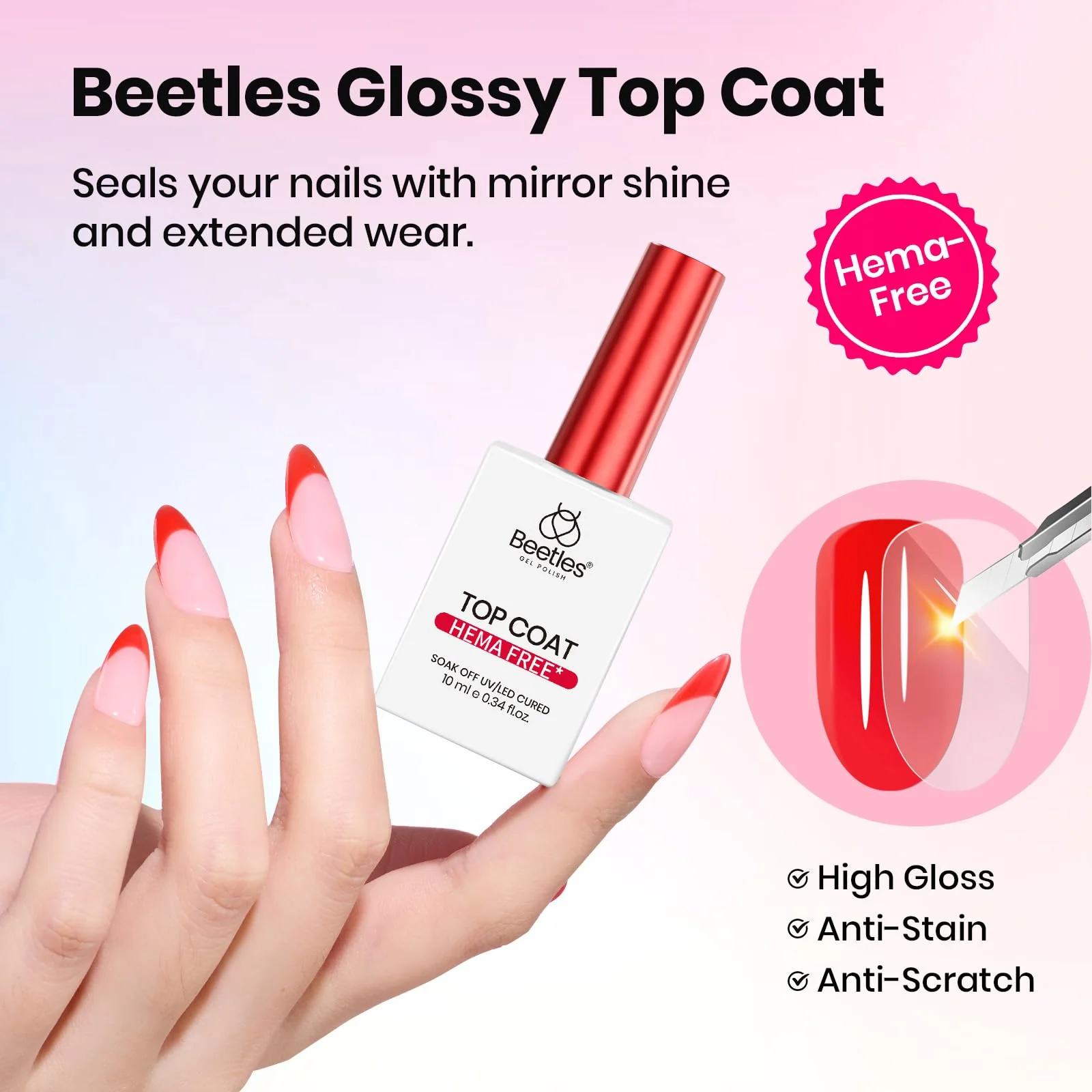 Beetles 6 Pcs Hema-Free Protein Nail Prep Dehydrator & Primer with Matte and Glitter Gel Top Coat and Base Set - Image 5