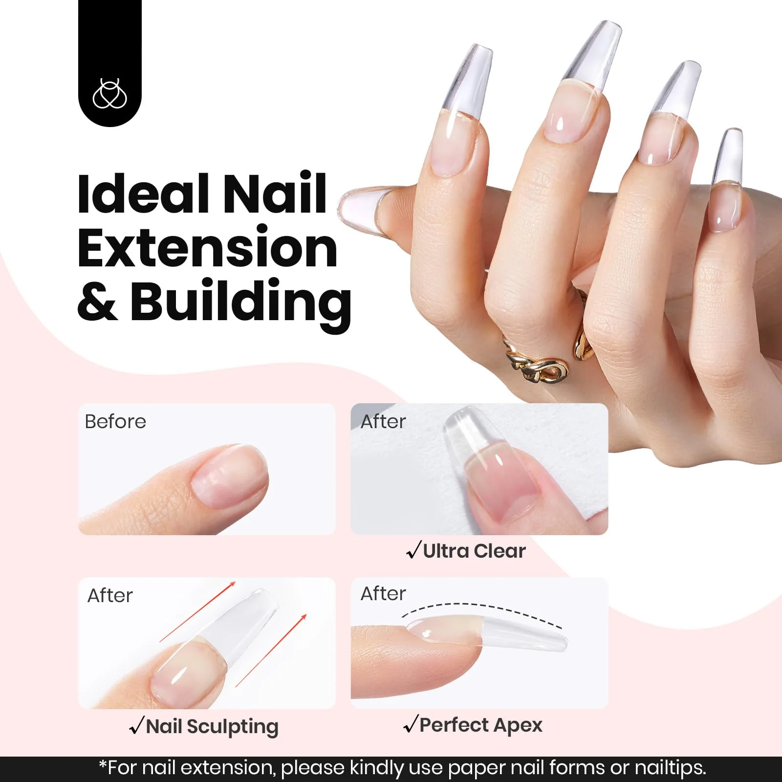 Beetles 9 IN 1 HEMA Free 2 Colors Hard Gel For Nail Extension & Nail with Flat Nail Brush High Hardness Nails - Image 5
