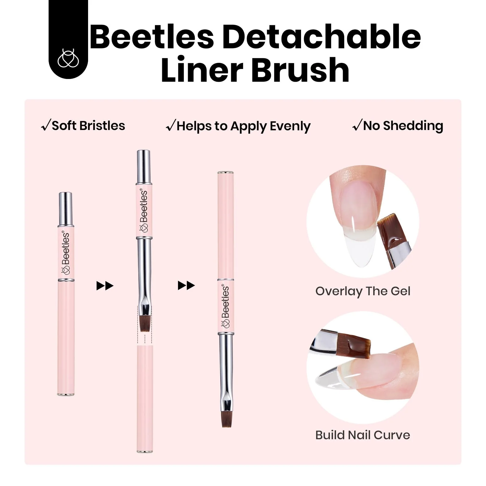 Beetles 9 IN 1 HEMA Free 2 Colors Hard Gel For Nail Extension & Nail with Flat Nail Brush High Hardness Nails - Image 7