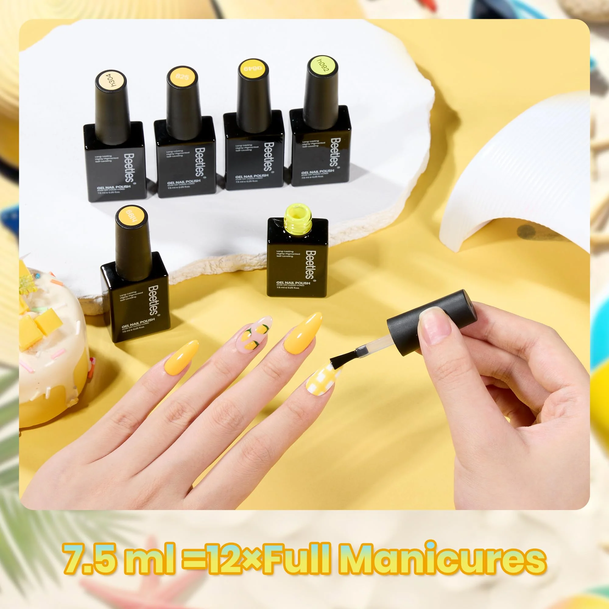 Beetles Amalfi Holiday 6 Colors Yellow Gel Nail Polish Set Summer Nails - Image 6