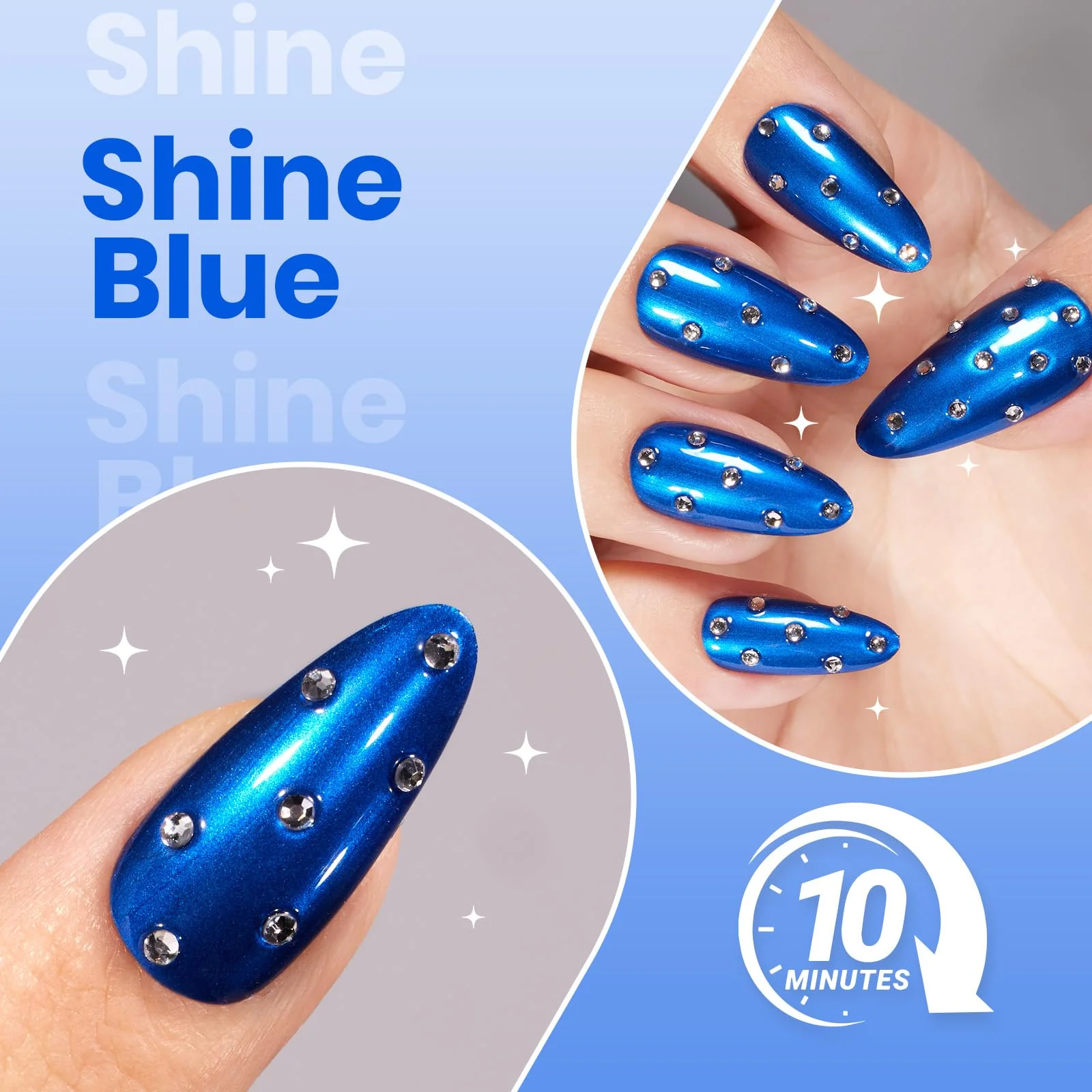 Beetles Blue Mirror Nail Polish - Shine Blue 15ml Chrome Nail Polish Metallic Effect Quick-Drying Glossy Finish Easy Application - Image 2