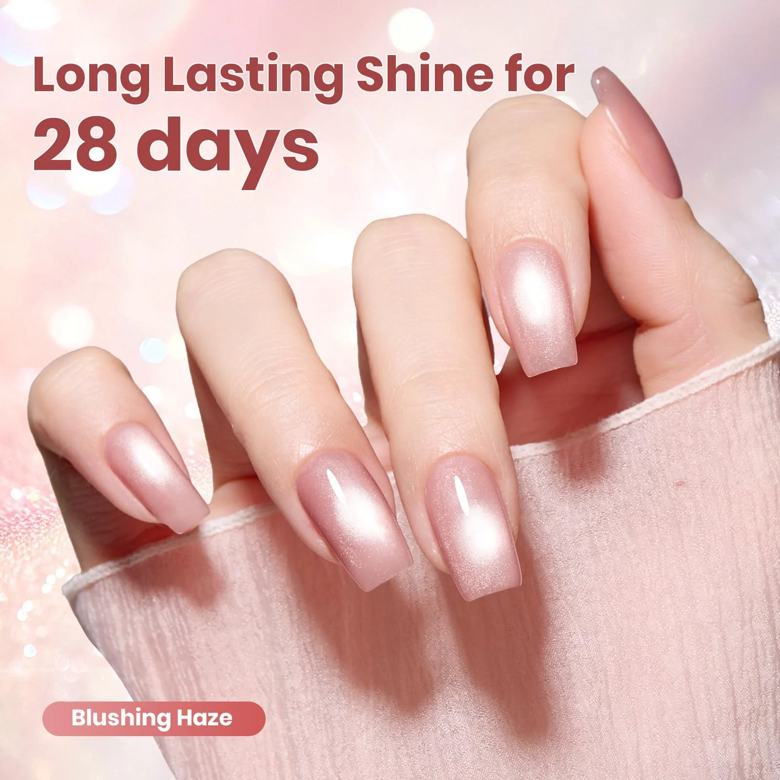 Beetles Blushing Haze Pink Cat Eye Gel Nail Polish 15ML Glitter Gel Polish Magnetic Translucent Glassy Effect - Image 4