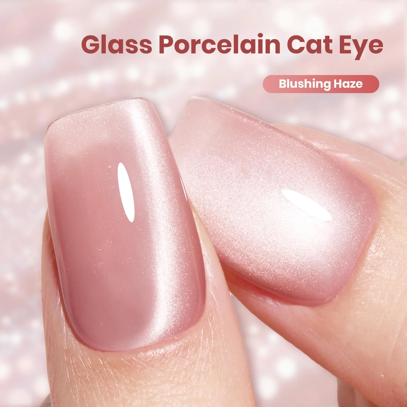 Beetles Blushing Haze Pink Cat Eye Gel Nail Polish 15ML Glitter Gel Polish Magnetic Translucent Glassy Effect - Image 7