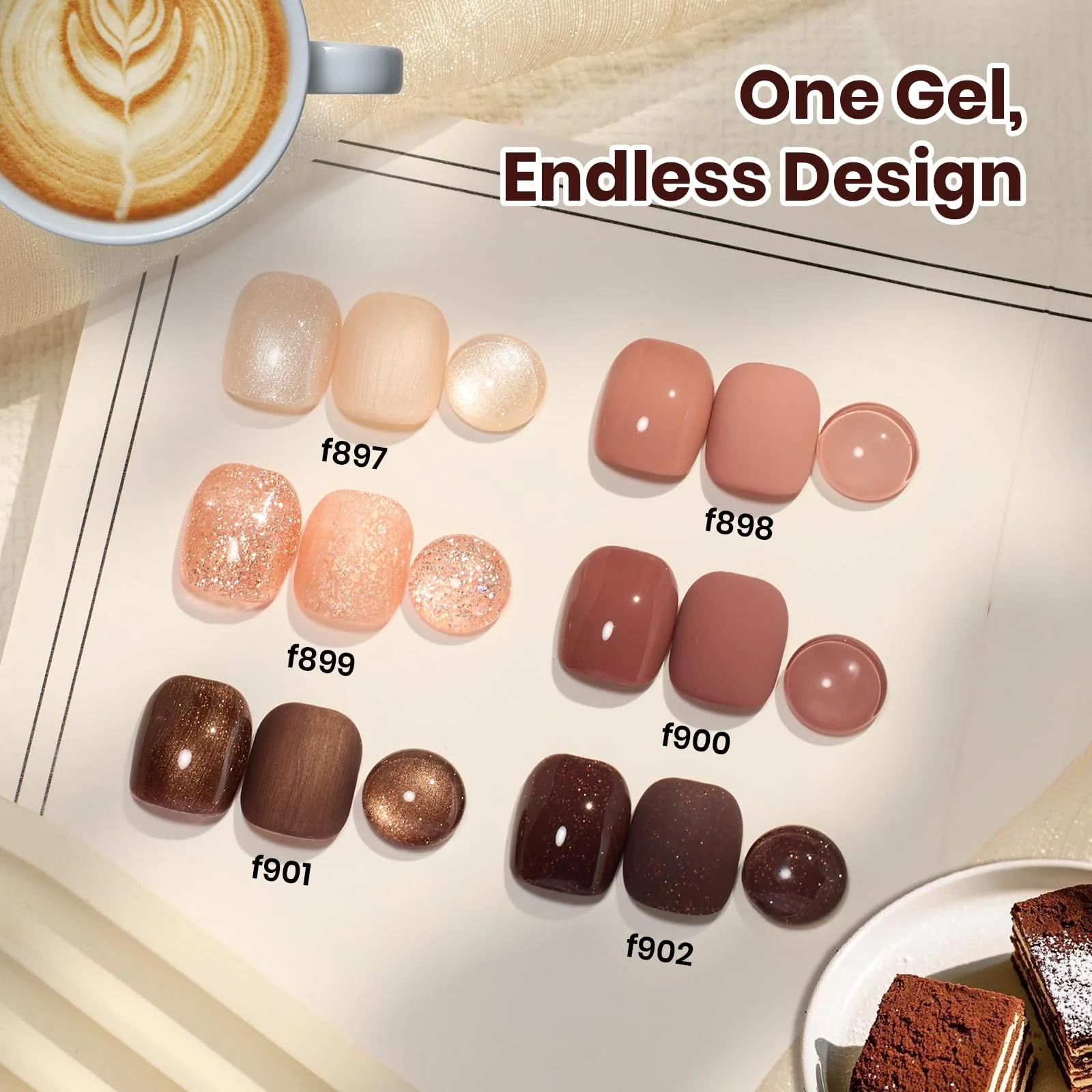 Beetles Brown Gel Polish - 6 Colors Light Dark Brown Color Set - Image 2