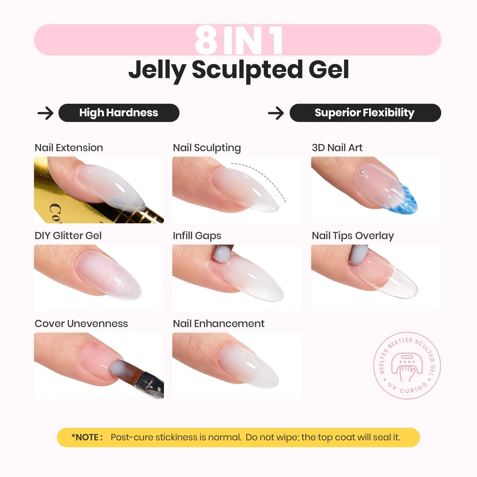 Beetles Builder Gel for Nails,30g Jelly White Sculpted Gel - Image 2