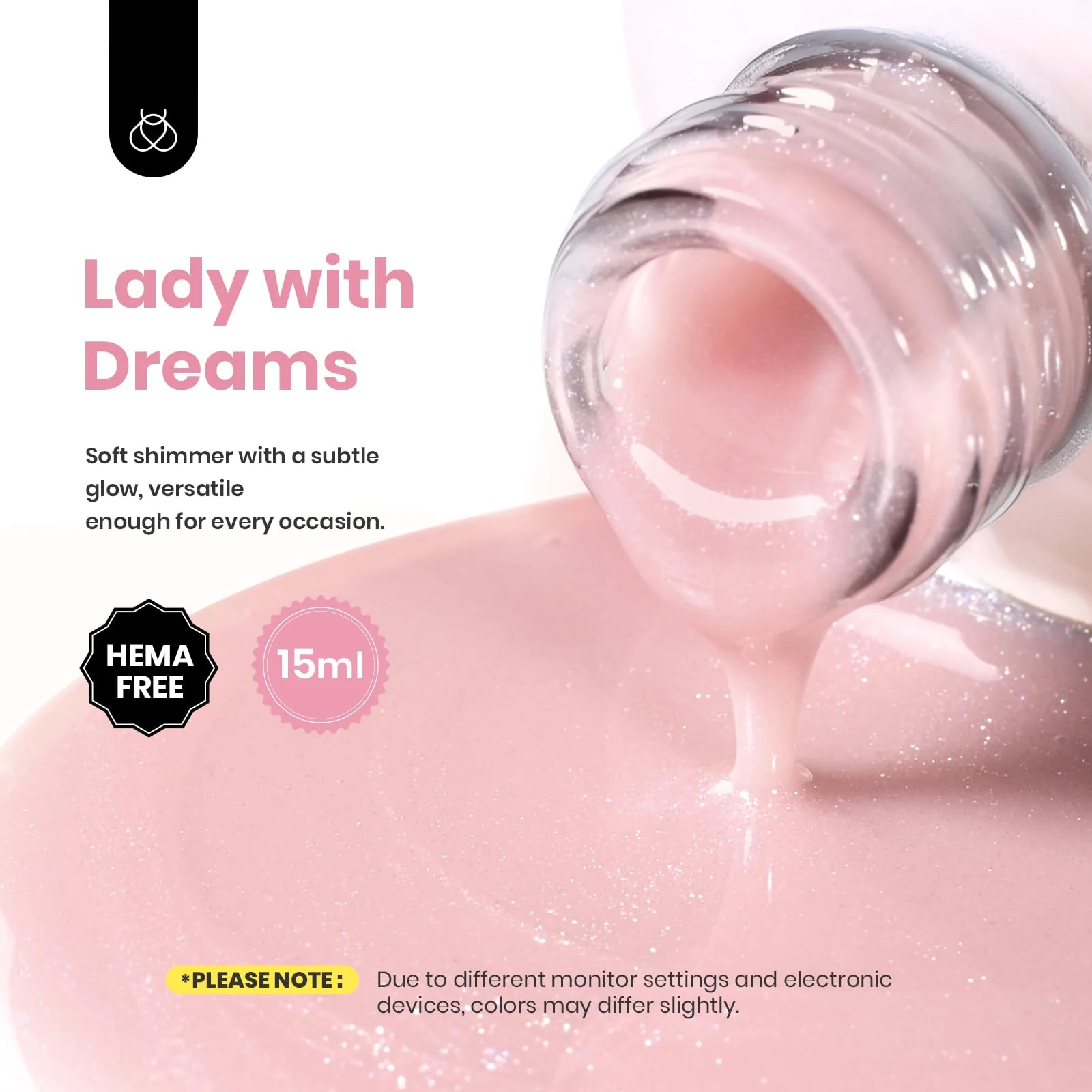 Beetles Builder Gel HEMA Free-Lady with Dreams Glitter Pink 0.51 oz 8 in 1 Nail Thickening Strengthening Building Apex for Beginner DIY Salon at Home, Pink Builder Nail Gel, UV & LED Lamp Cured - Image 5