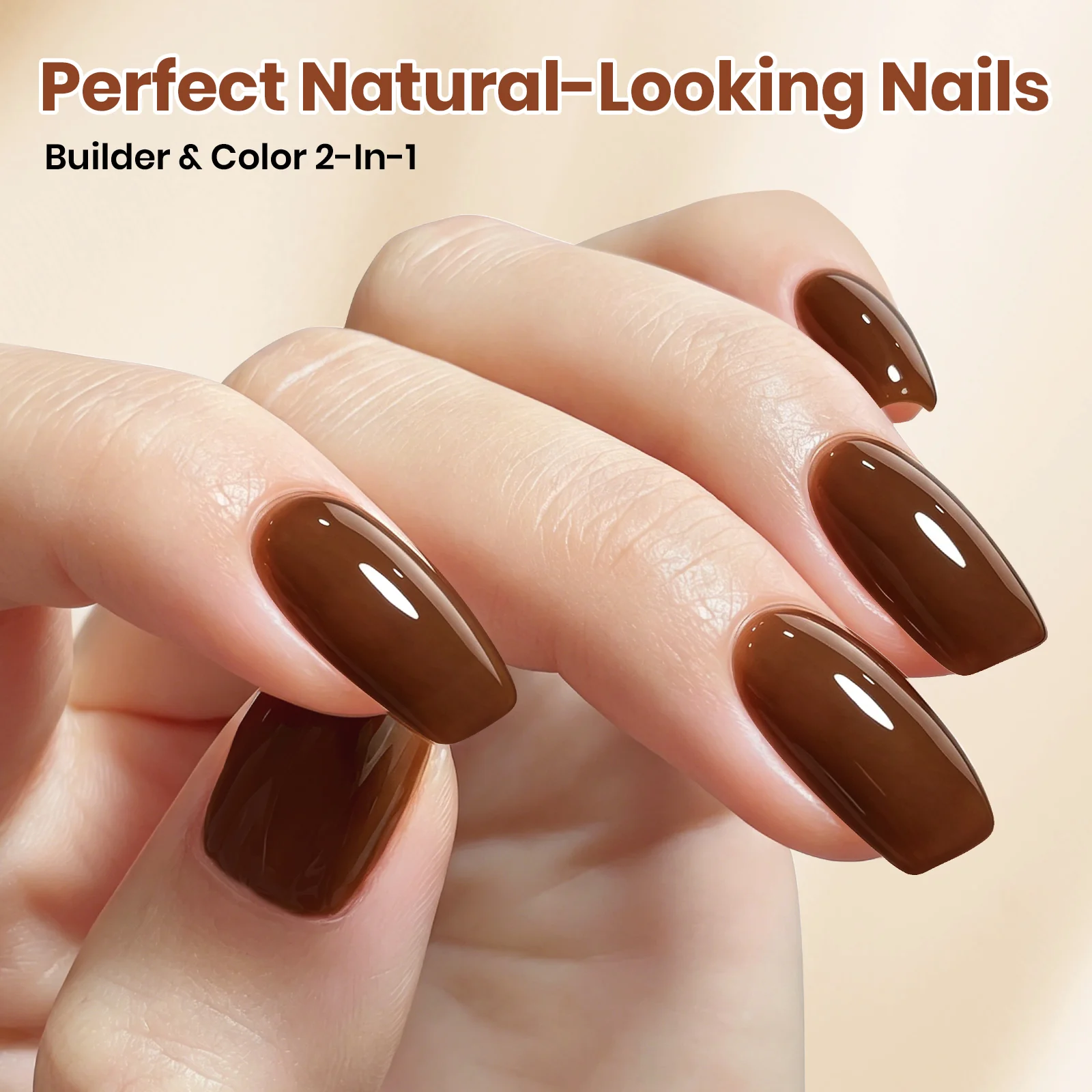 Beetles Builder Gel Nail Kit HEMA & TPO-Free, Cocoa Muse Brown with Nail Art Brush, 8 in 1 for Building Strengthening & Extension, Beginner Friendly DIY Salon at Home, UV LED Lamp Needed - Image 5