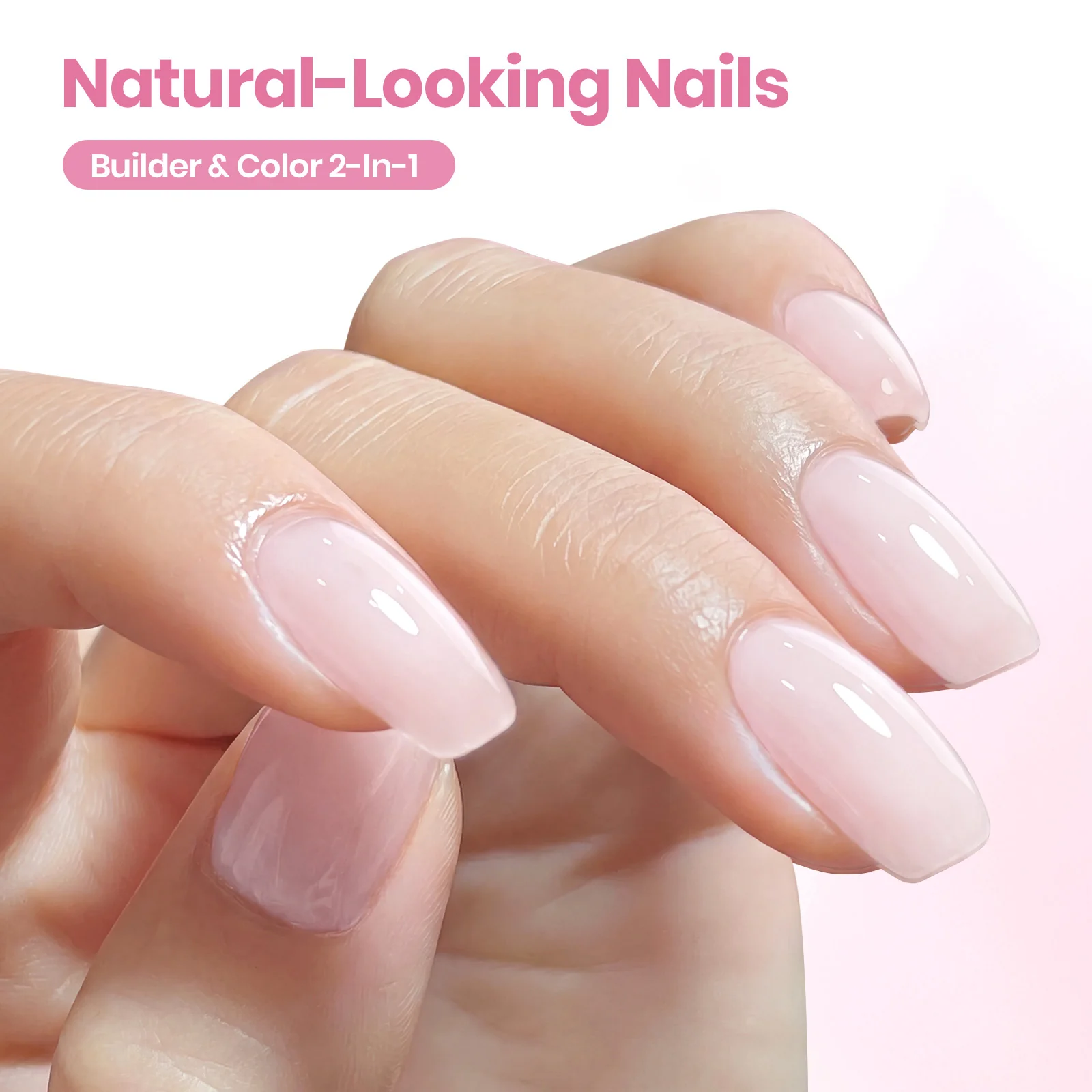 Beetles Builder Gel Nail Kit HEMA & TPO-Free, Petal Sheer Pink with Nail Art Brush, 8 in 1 for Building Strengthening & Extension, Beginner Friendly DIY Salon at Home, UV LED Lamp Needed - Image 2