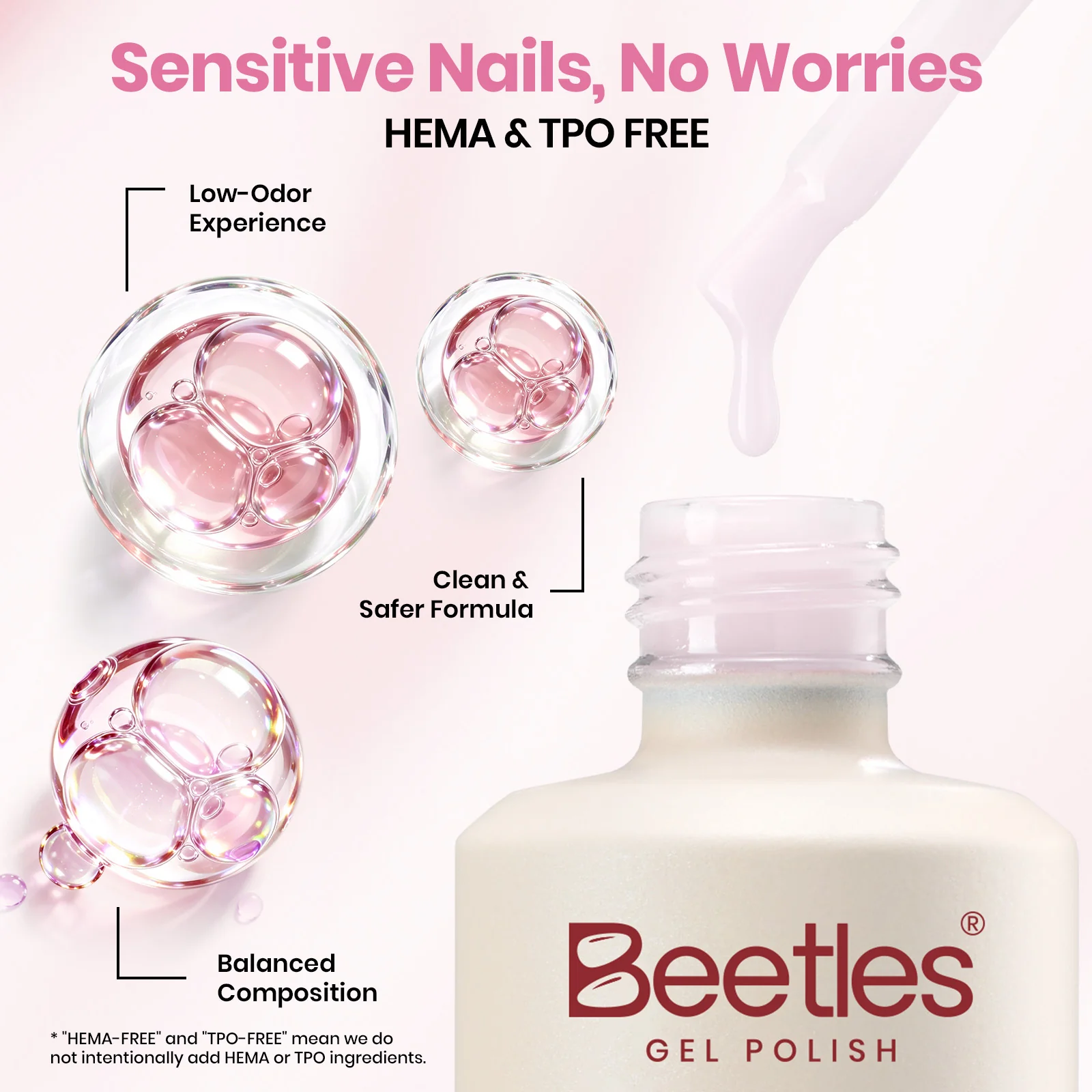 Beetles Builder Gel Nail Kit HEMA & TPO-Free, Petal Sheer Pink with Nail Art Brush, 8 in 1 for Building Strengthening & Extension, Beginner Friendly DIY Salon at Home, UV LED Lamp Needed - Image 3
