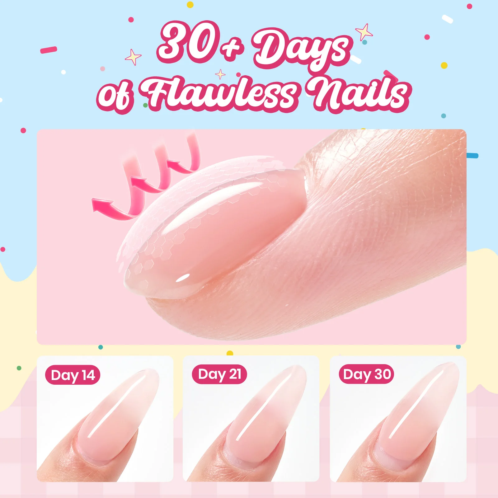 Beetles Builder Gel Nail Kit,Juicy Tint 6 Colors Jelly Pink Nude Builder Gels Apex Thickening Extension Strengthen Weak Nails for Beginners DIY Salon,Spring Nails at Home,UV & LED Lamp Needed - Image 5