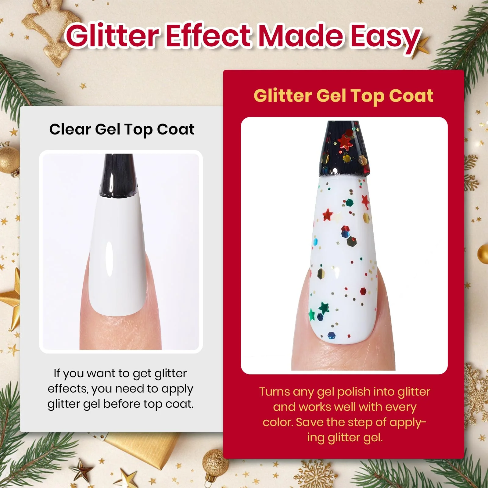 Beetles Glitter Gel Top Coat Set - 6Pcs 10ml Sparkle Glitter Cat Eye Top Coat Gel Nail Polish - Image 6