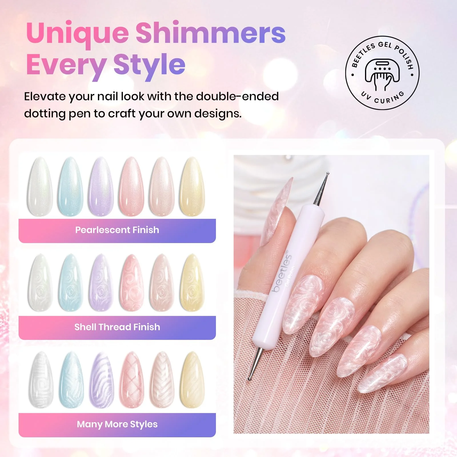 Beetles Creamy Twist 6 Colors Summer Nails Glazed Glow Finish Gel Nail Polish Set - Image 4