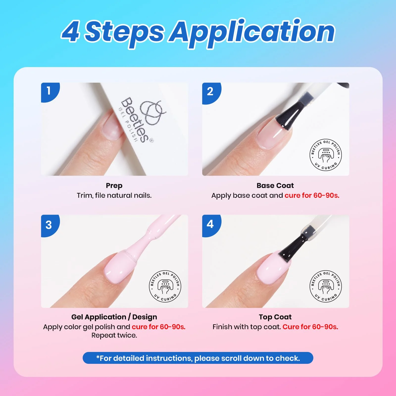 Beetles Gel Nail Starter Kit Deal Box Harmony Palette 36 Colors HEMA-Free & TPO-Free Summer Nails All-in-One Mani Set - Image 4