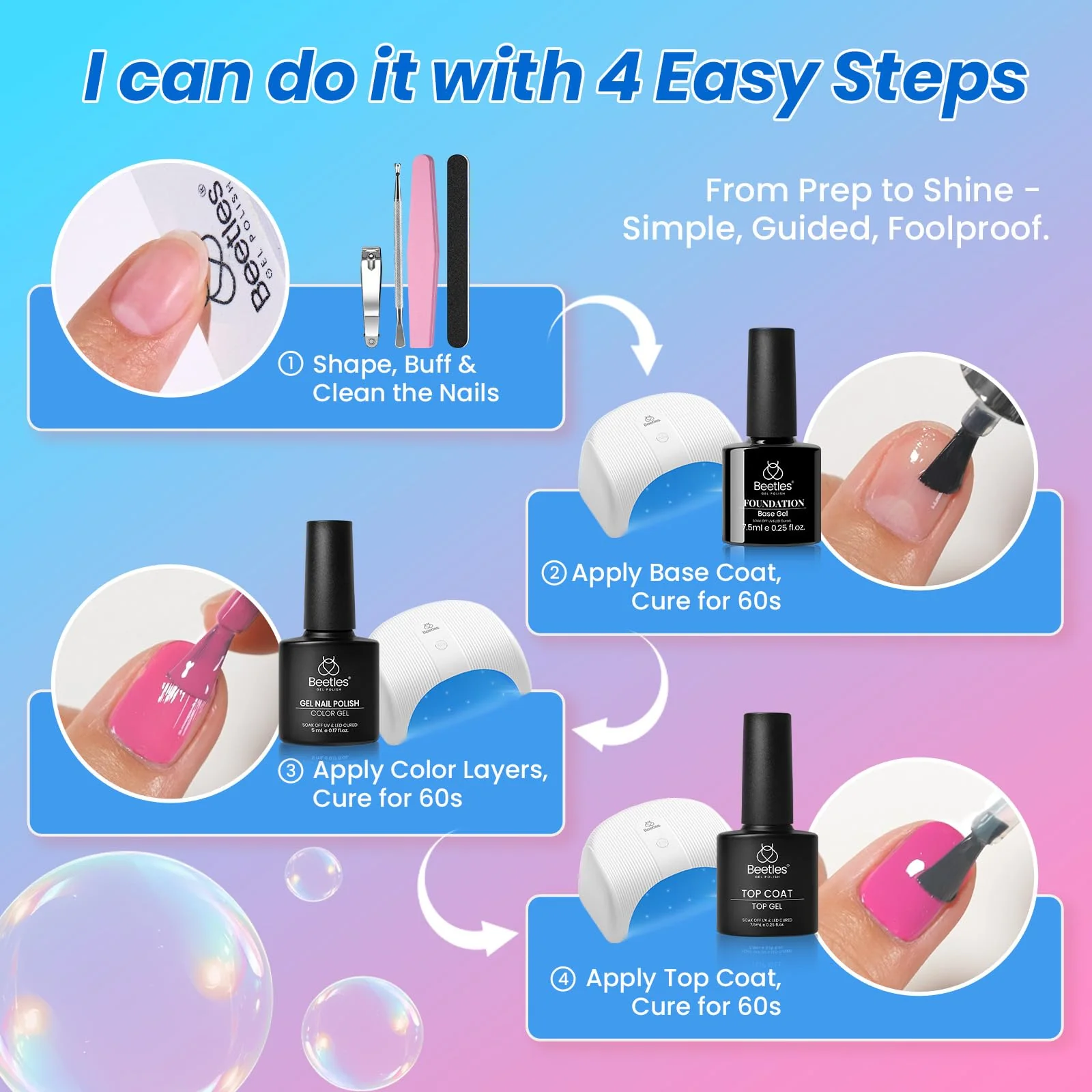 Beetles Gel Nail Starter Kit DEAL BOX Mix & Muse 20 Colors Summer Nails Shades All-in-One Mani Set - Image 6