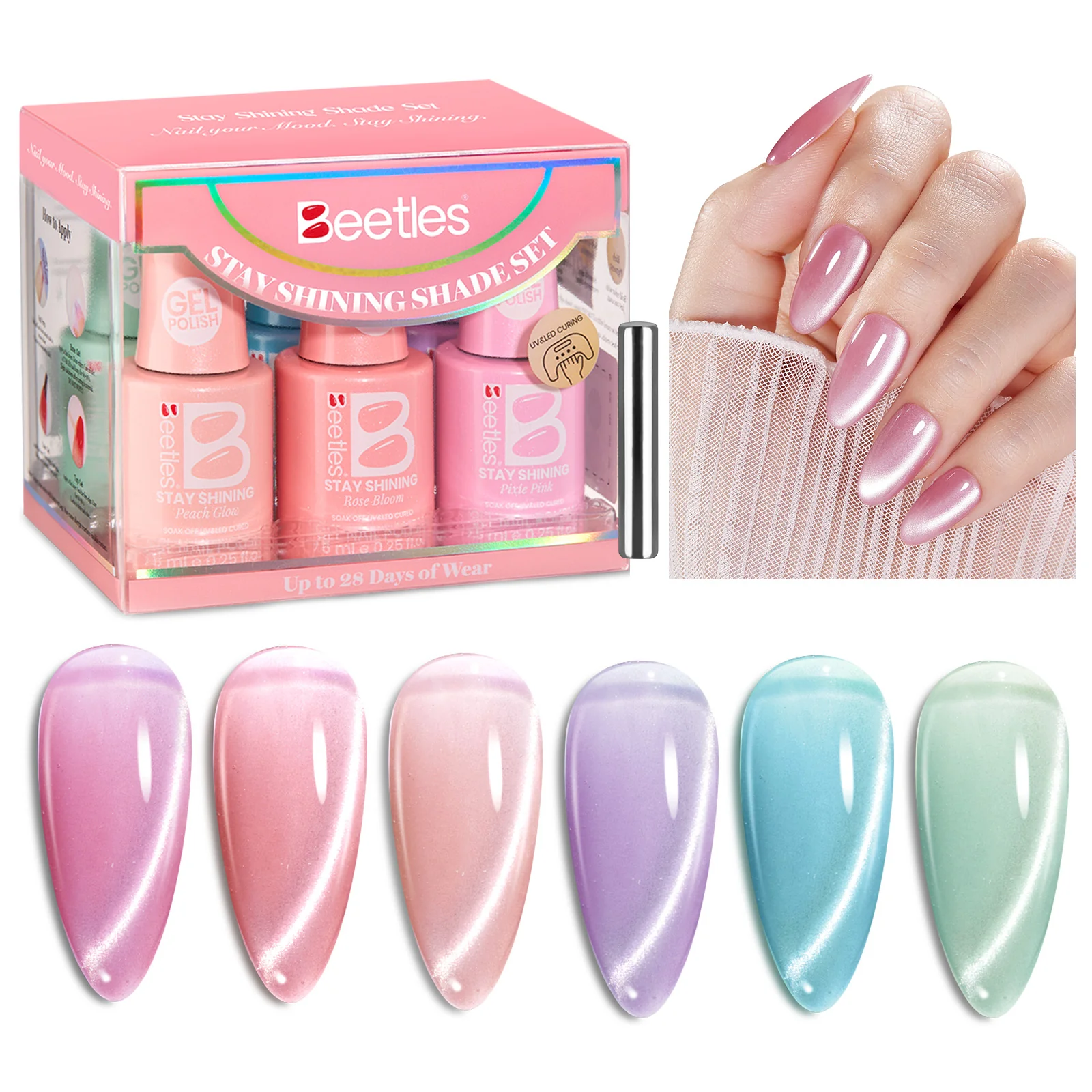 Beetles Stay Shining Fairy Garden Shade -15ML 6 Colors Cat Eye Gel Nail Polish - Image 5