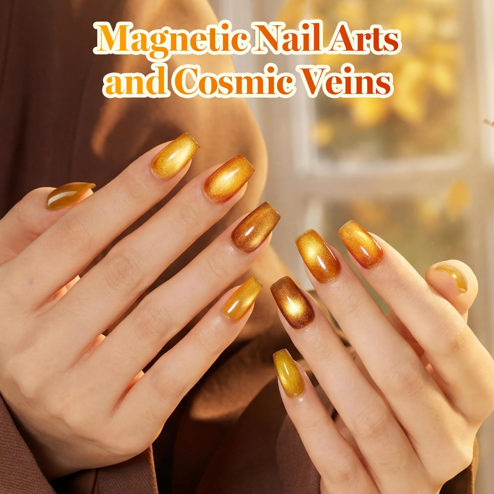 Beetles Gel Nail Polish Falling Gold 6 Colors 15ML Gold Brown Orange Cat Eye Glitter Gel Polish Kit - Image 6