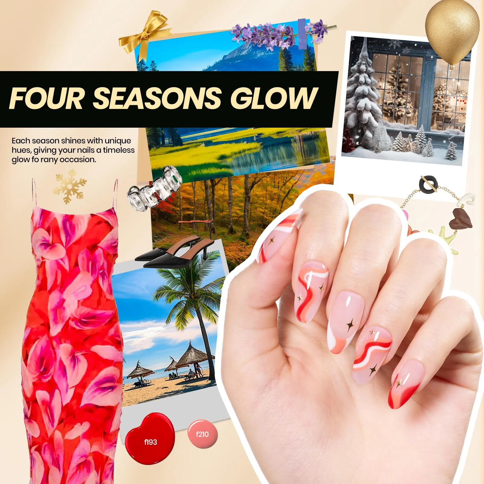 Beetles Gel Nail Starter Kit Four Seasons Glow With UV Light 54 Pcs 32 Colors All-in-One Starter Kit - Image 4