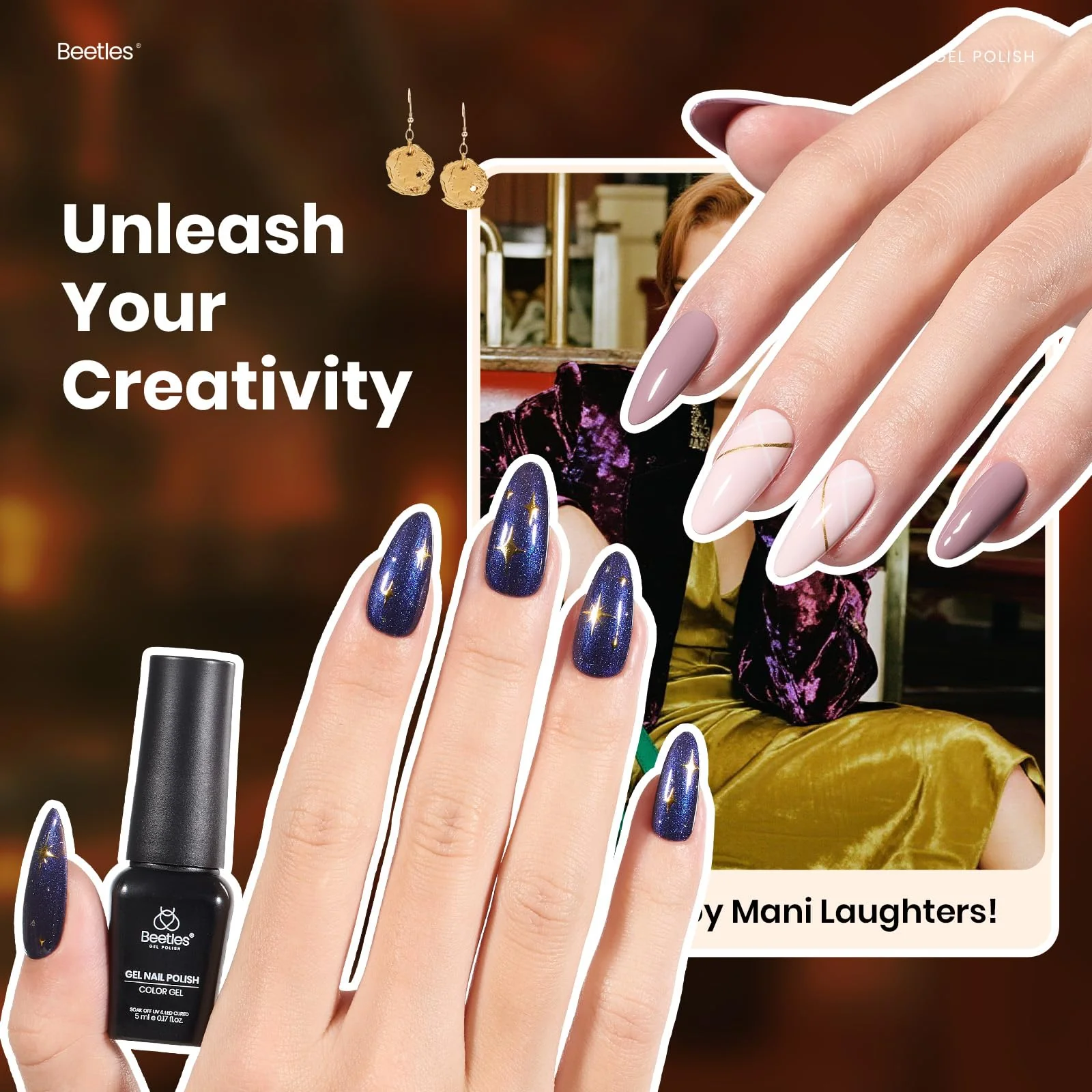 Beetles Gel Polish Gilded Veil collection Nails - 33Pcs 25 Colors Black White Burgundy Blue Nude Grey Green Glitters Set - Image 4