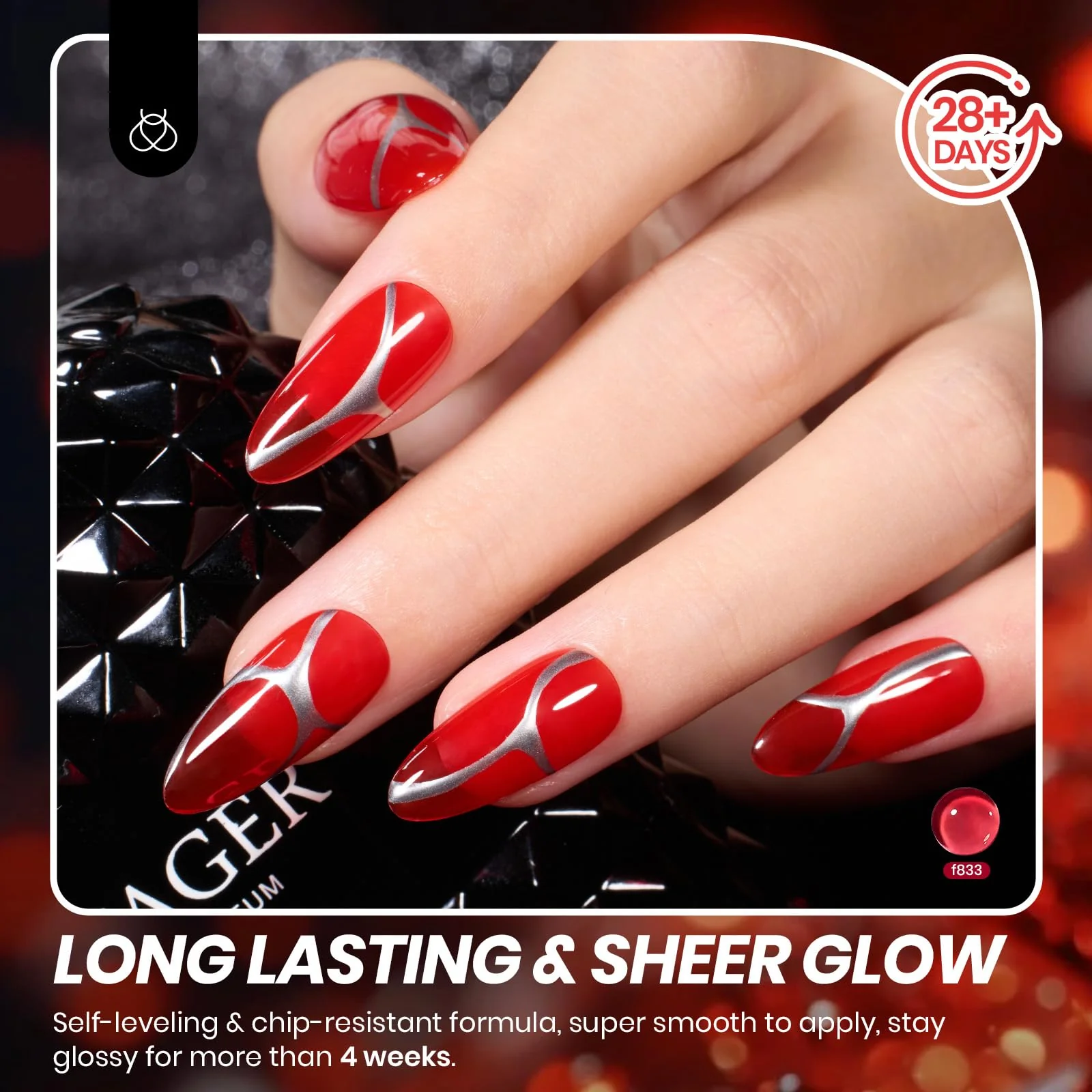 Beetles Gel Polish Luminous Ruby -  Nails 6 Colors Sheer Red Shimmer Burgundy Jelly Gel Nail Polish Set - Image 2